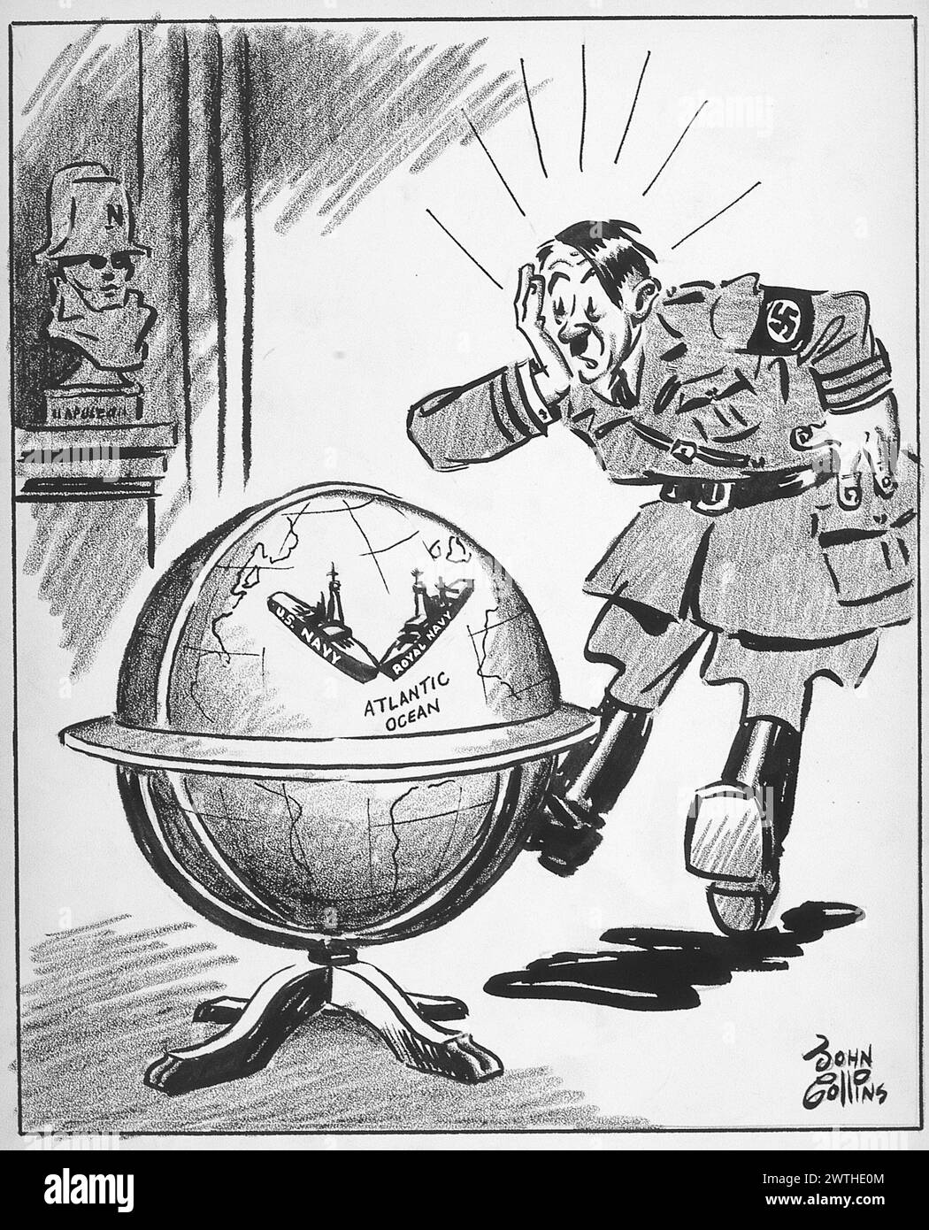 Cartoon - V per Victory. John Collins (1917-2007) Foto Stock