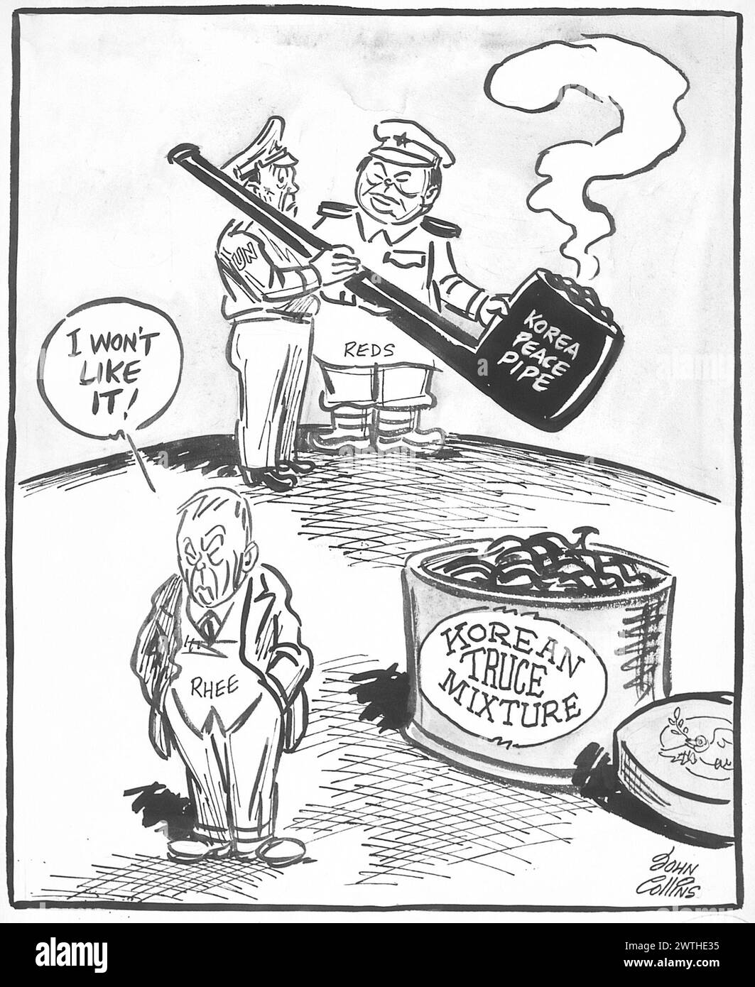 Cartoon - il test di 90 giorni. John Collins (1917-2007) Foto Stock