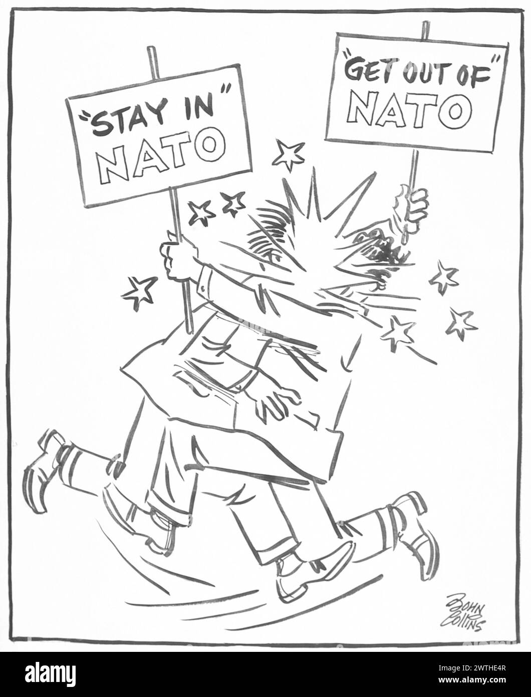 Cartoon - il nuovo partito in marcia. John Collins (1917-2007) Foto Stock