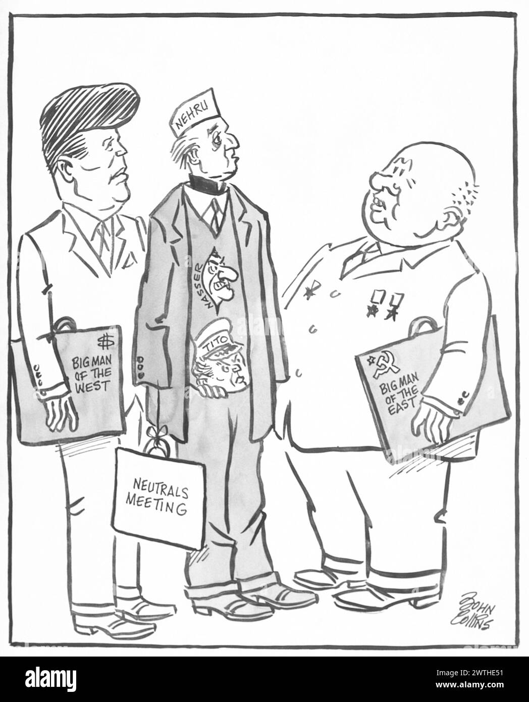 Cartoon - tema del terzo uomo. John Collins (1917-2007) Foto Stock