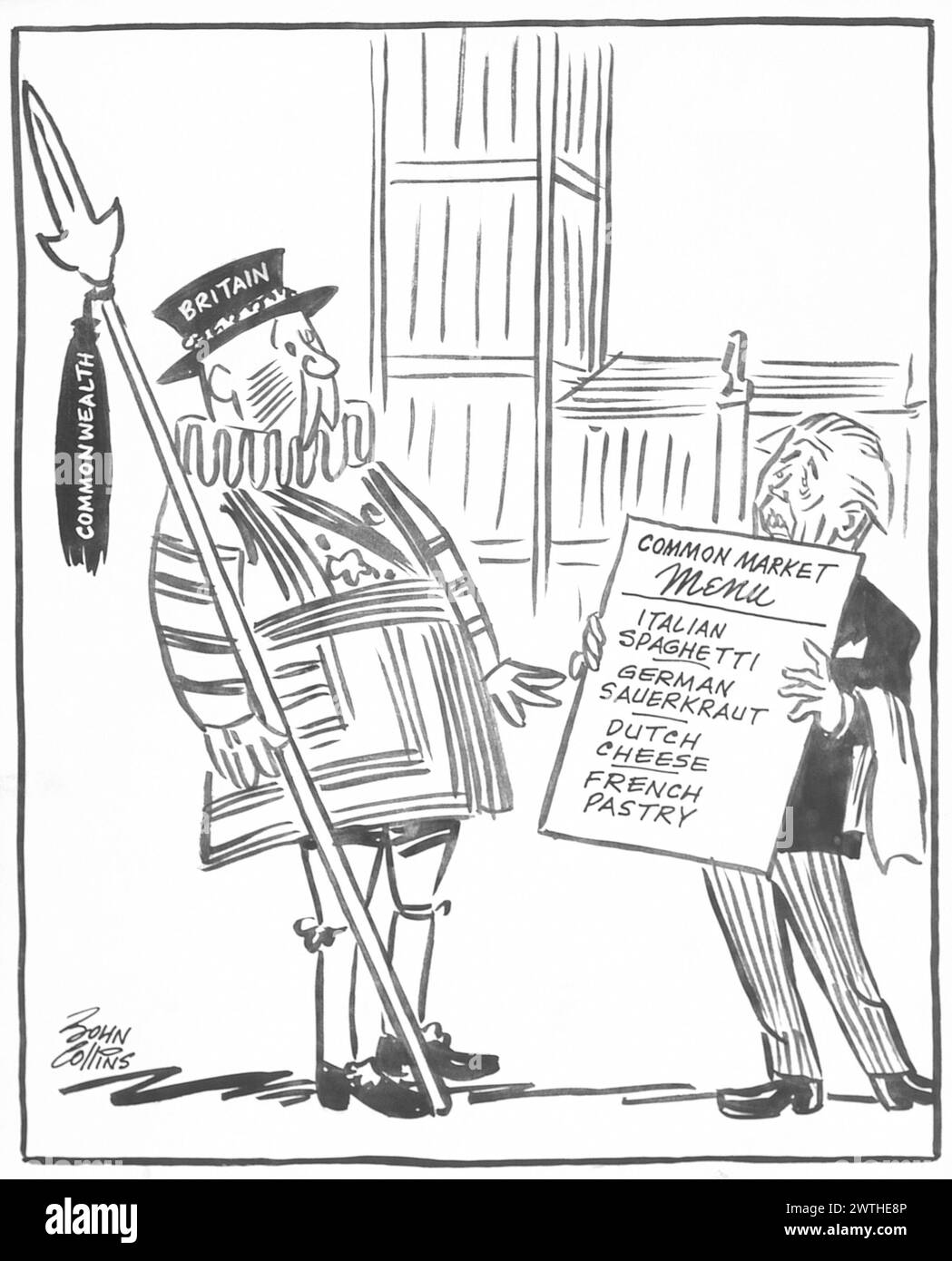 Cartoon - nuova dieta per i Beefeaters. John Collins (1917-2007) Foto Stock