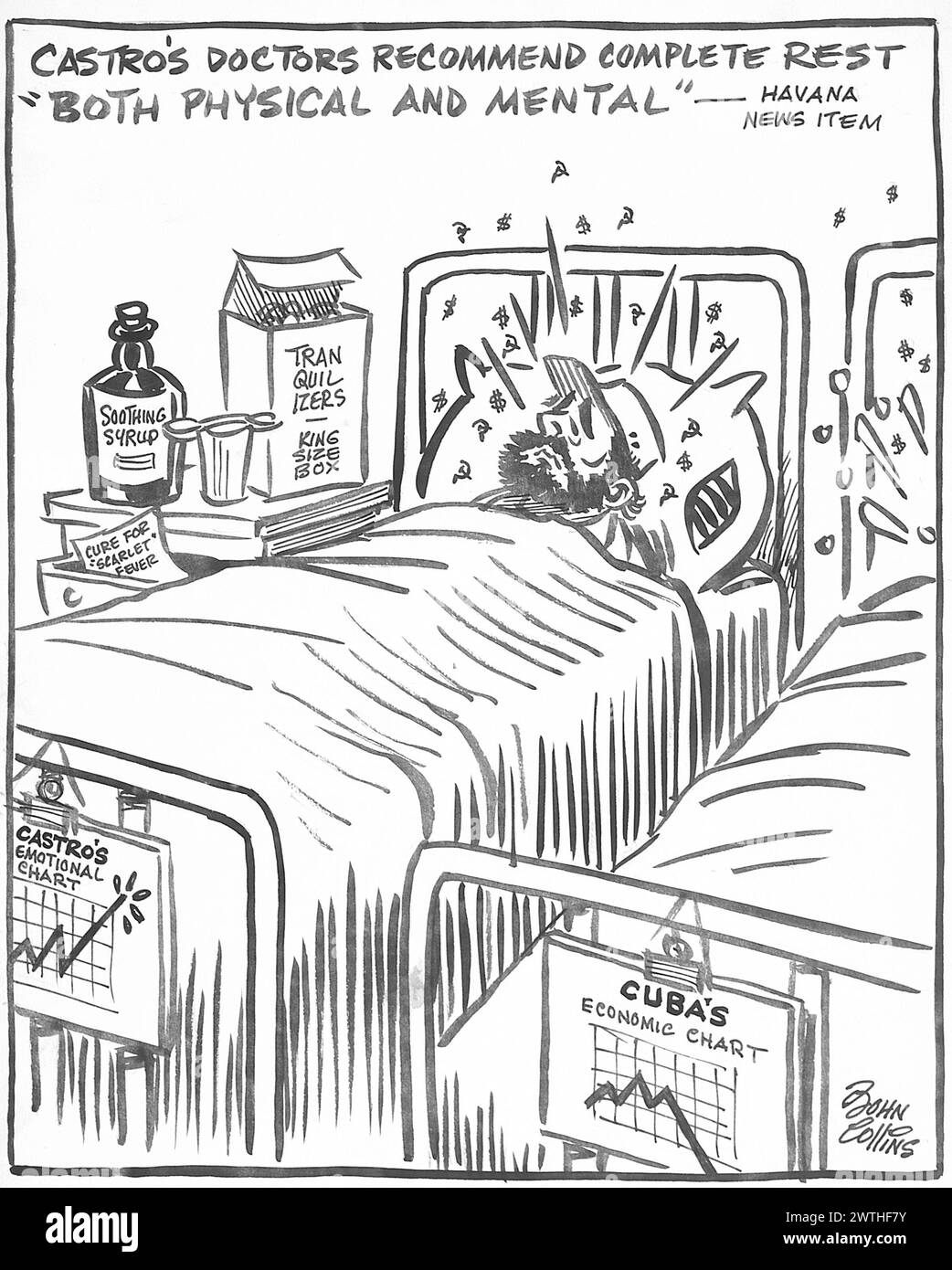 Cartoon - letti gemelli. John Collins (1917-2007) Foto Stock