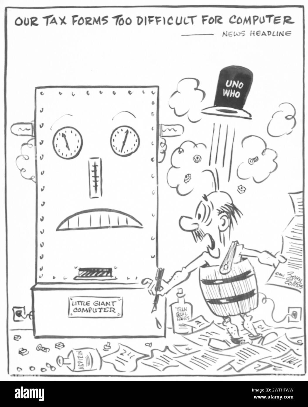 Cartone animato - "mi fa soffiare anche un fusibile!". John Collins (1917-2007) Foto Stock