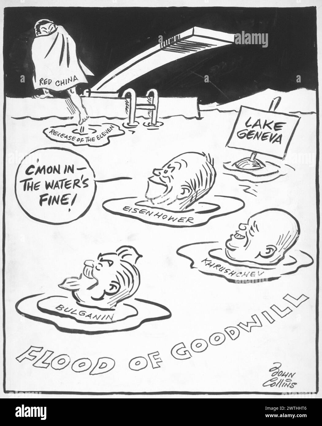 Cartoon - verifica della temperatura. John Collins (1917-2007) Foto Stock