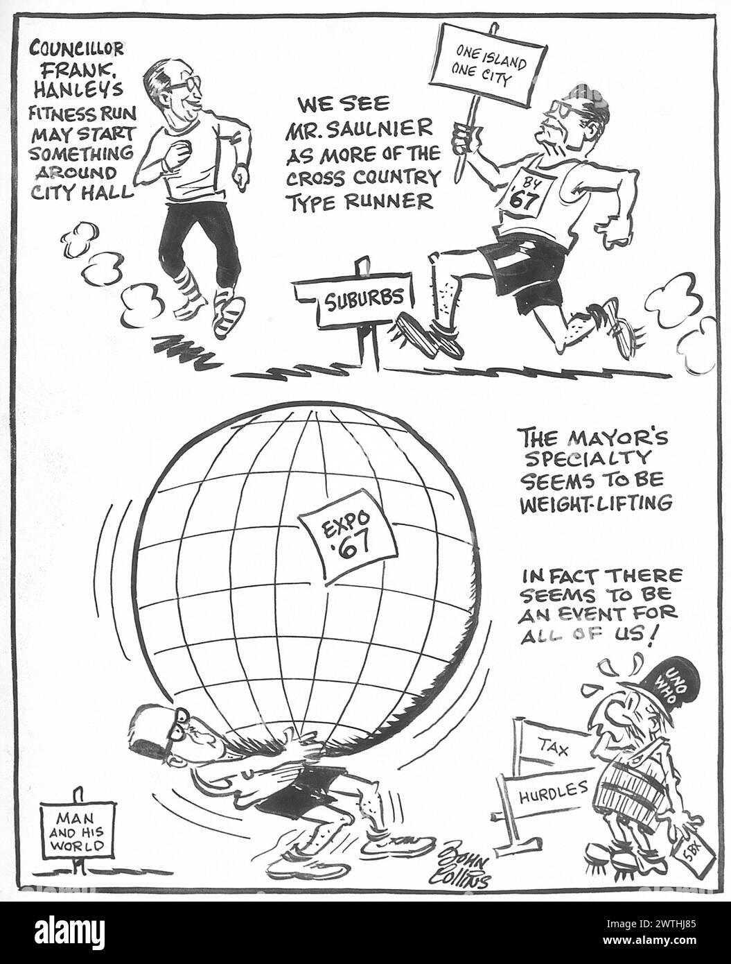 Cartoon - campagna fitness. John Collins (1917-2007) Foto Stock