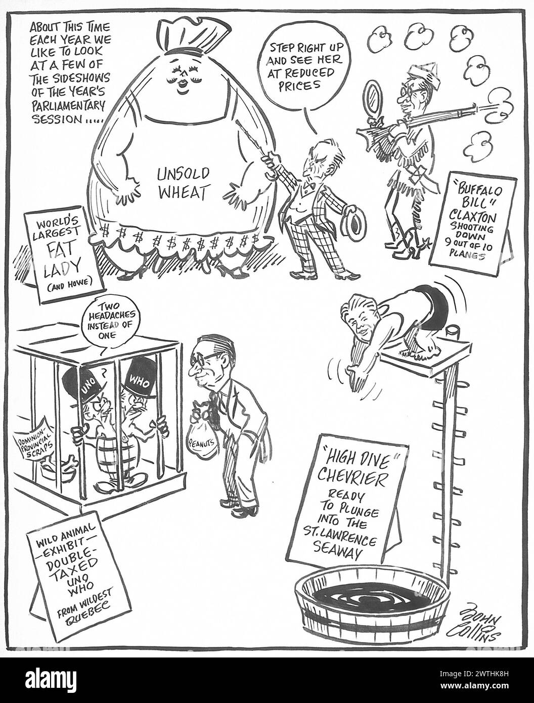 Cartoon - l'Ottawa Midway. John Collins (1917-2007) Foto Stock