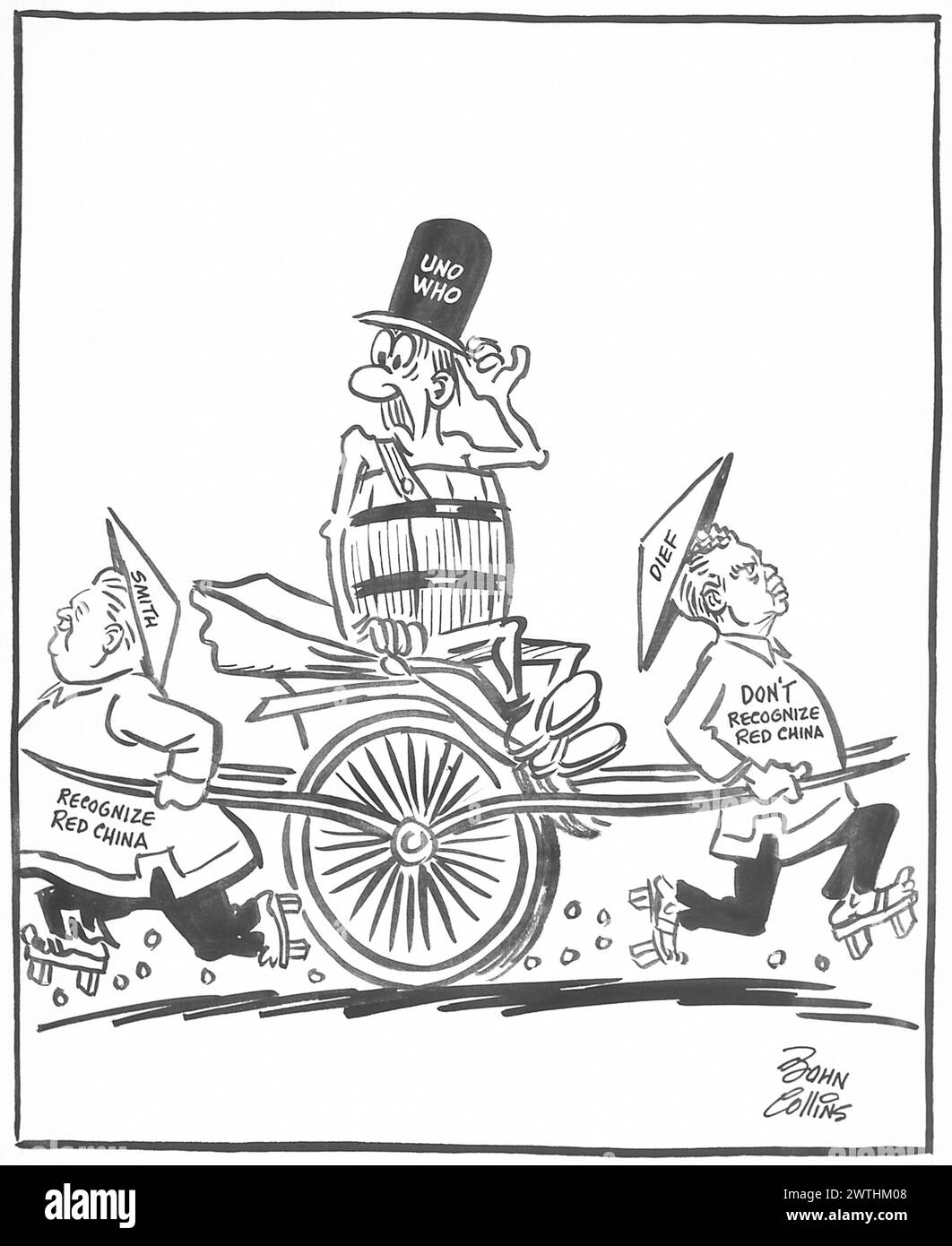 Cartoon - Ricksha a due vie. John Collins (1917-2007) Foto Stock