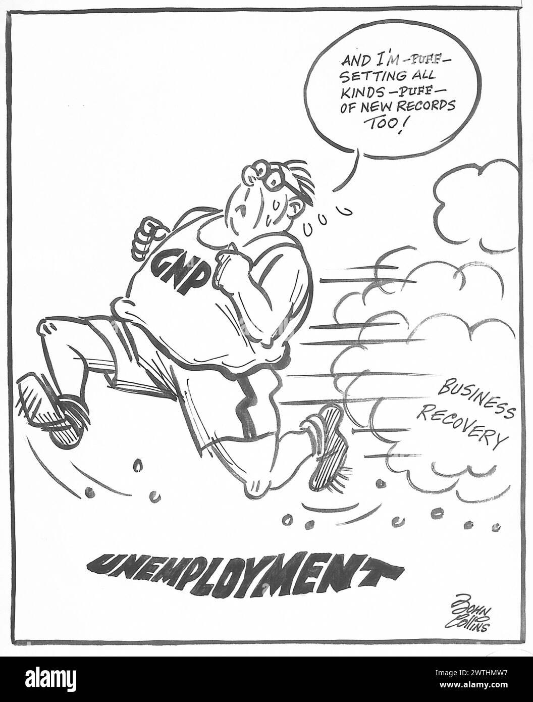 Cartoon - sembra che non riesca a superare la sua ombra. John Collins (1917-2007) Foto Stock