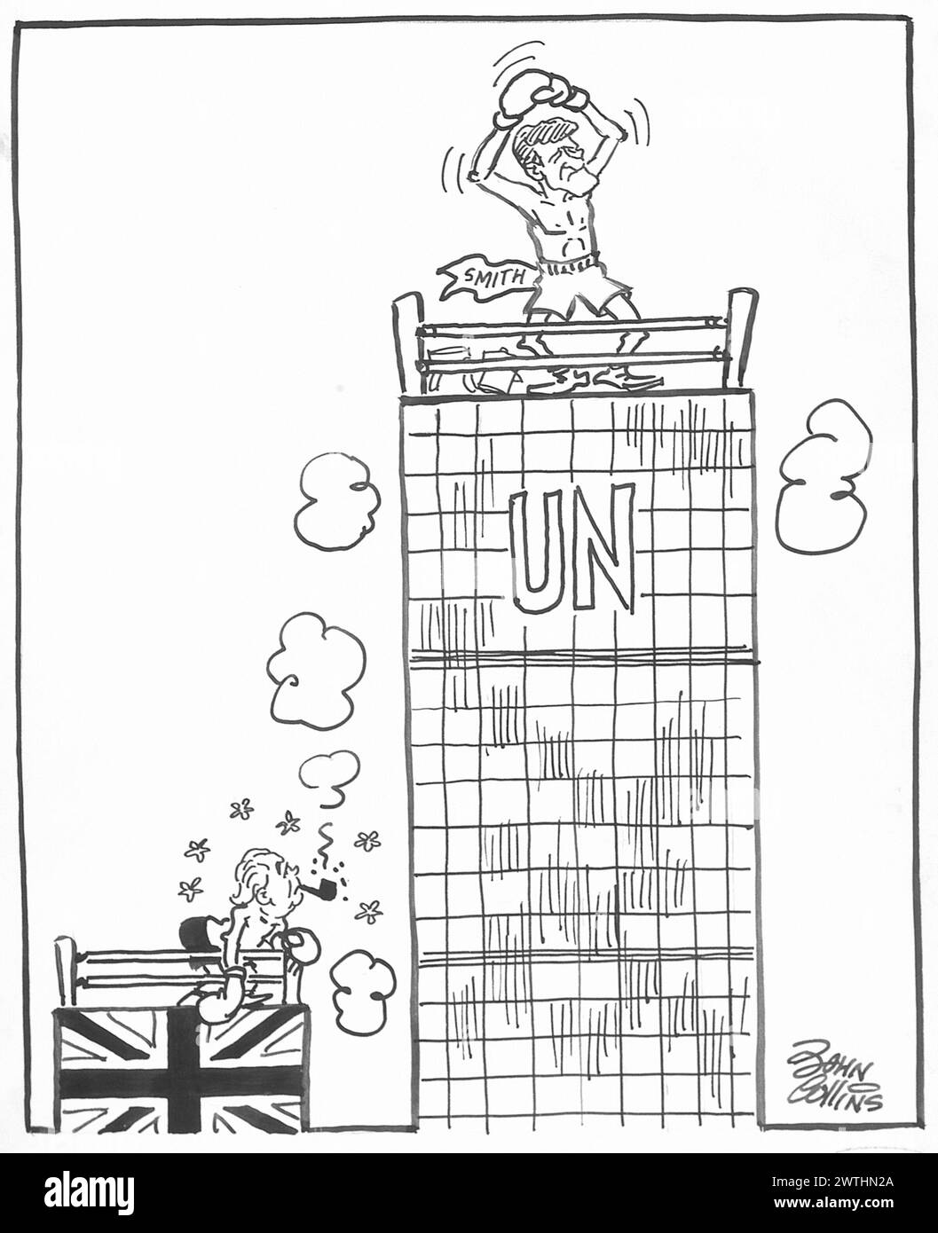 Cartone animato - "la lotta continua". John Collins (1917-2007) Foto Stock