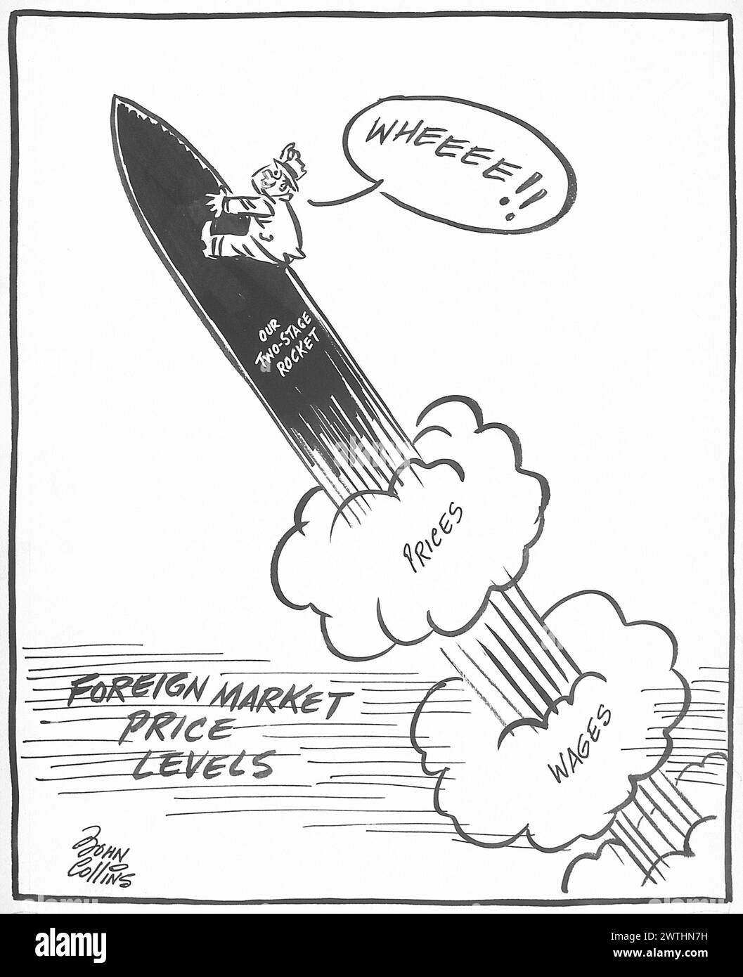 Cartone animato - attenzione, non usciamo da Orbit. John Collins (1917-2007) Foto Stock