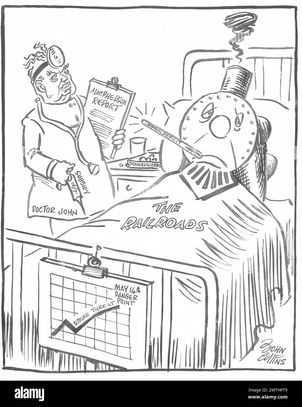 Cartoon - caso di emergenza. John Collins (1917-2007) Foto Stock