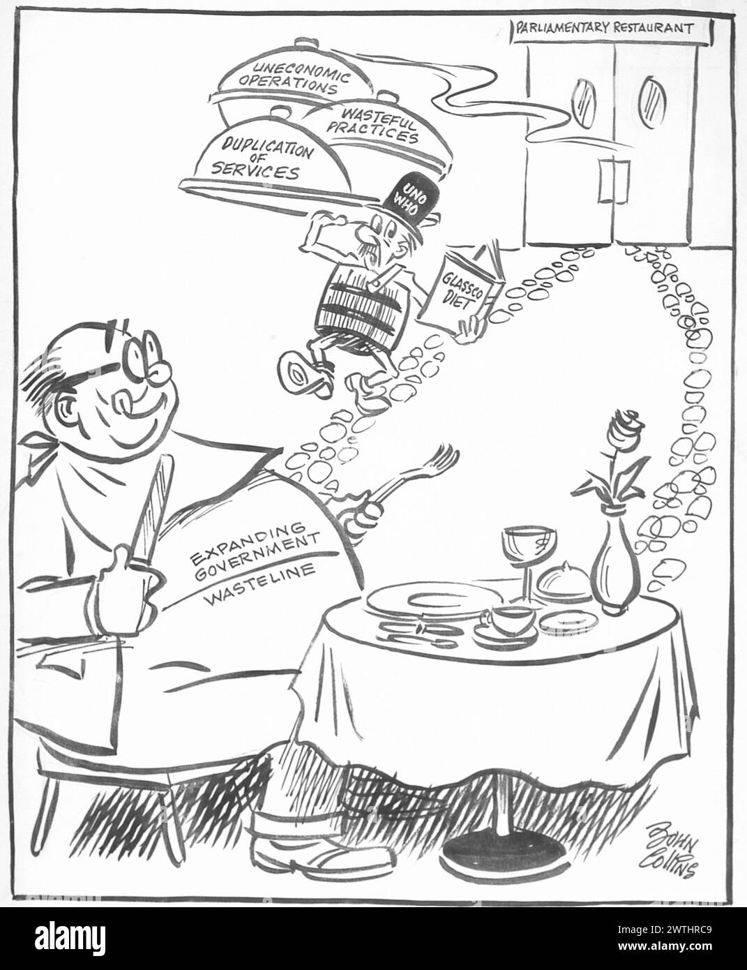 Cartone animato - 'sei sicuro di aver bisogno di tre aiuto di tutto?'. John Collins (1917-2007) Foto Stock