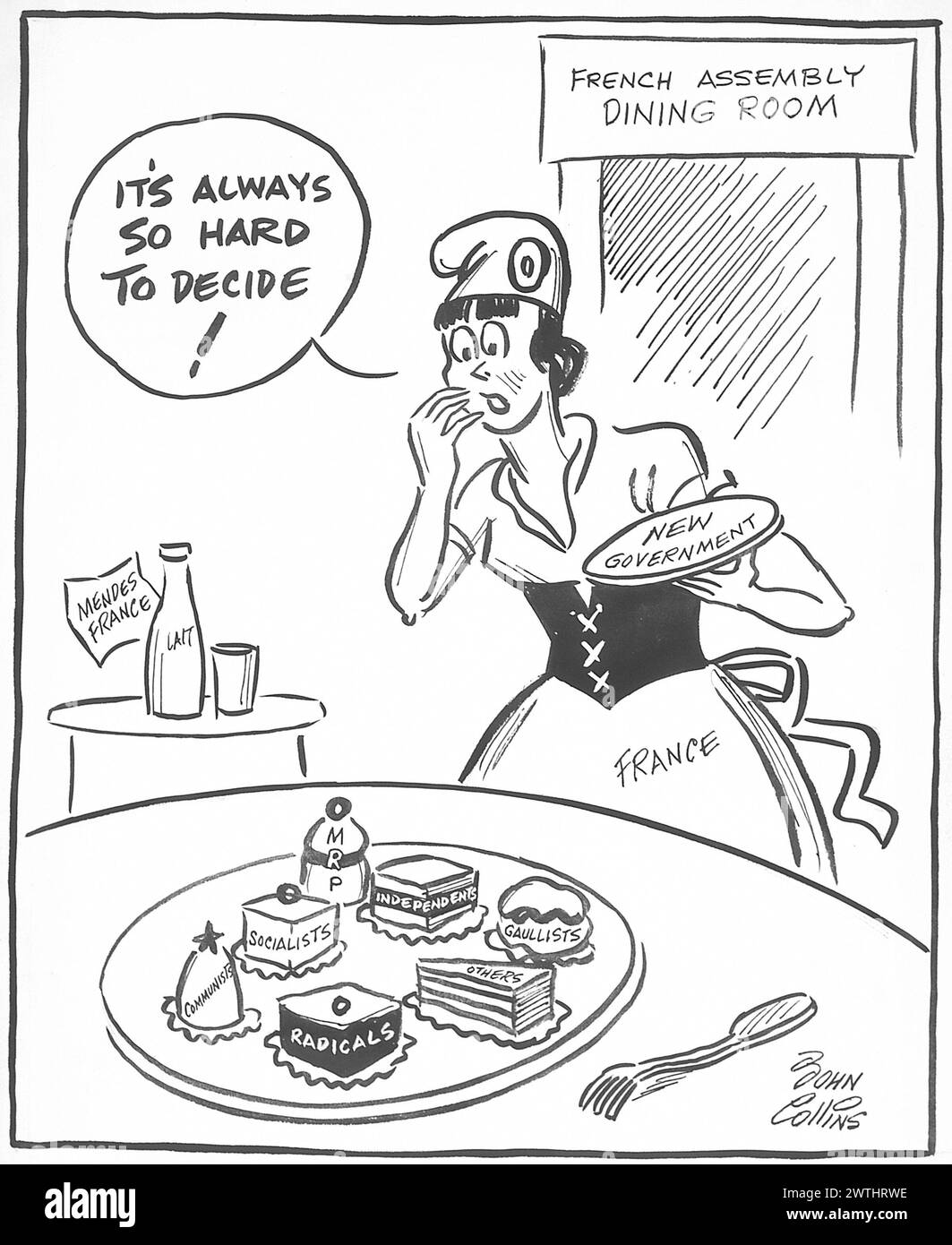 Cartoon - Pasticceria francese. John Collins (1917-2007) Foto Stock