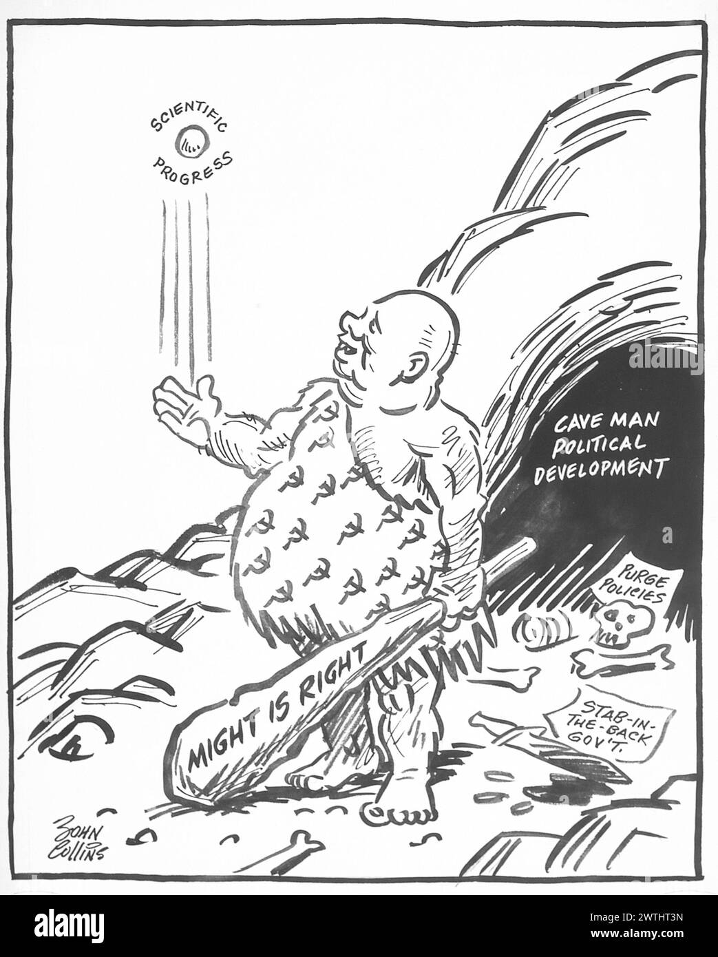 Cartone animato - gioco pericoloso. John Collins (1917-2007) Foto Stock