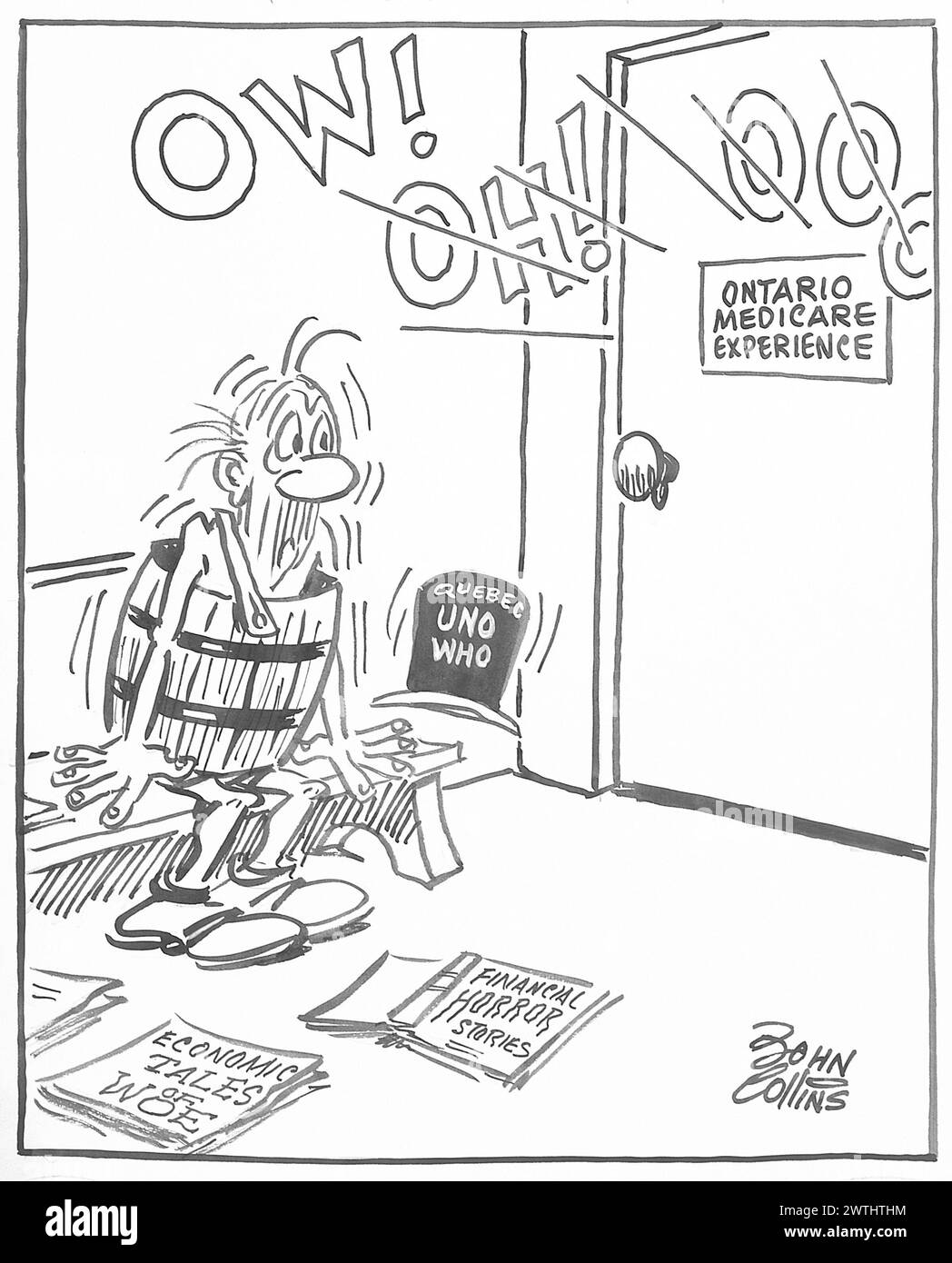 Cartoon - nella sala d'attesa. John Collins (1917-2007) Foto Stock