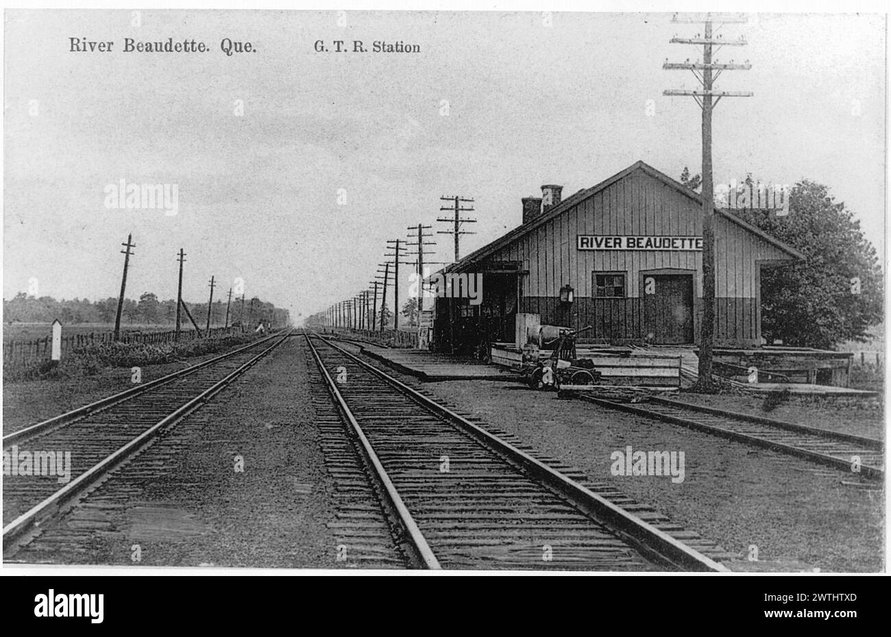 Collotipo - stazione G. T. R., River Beaudette, QC, circa 1910 Foto Stock