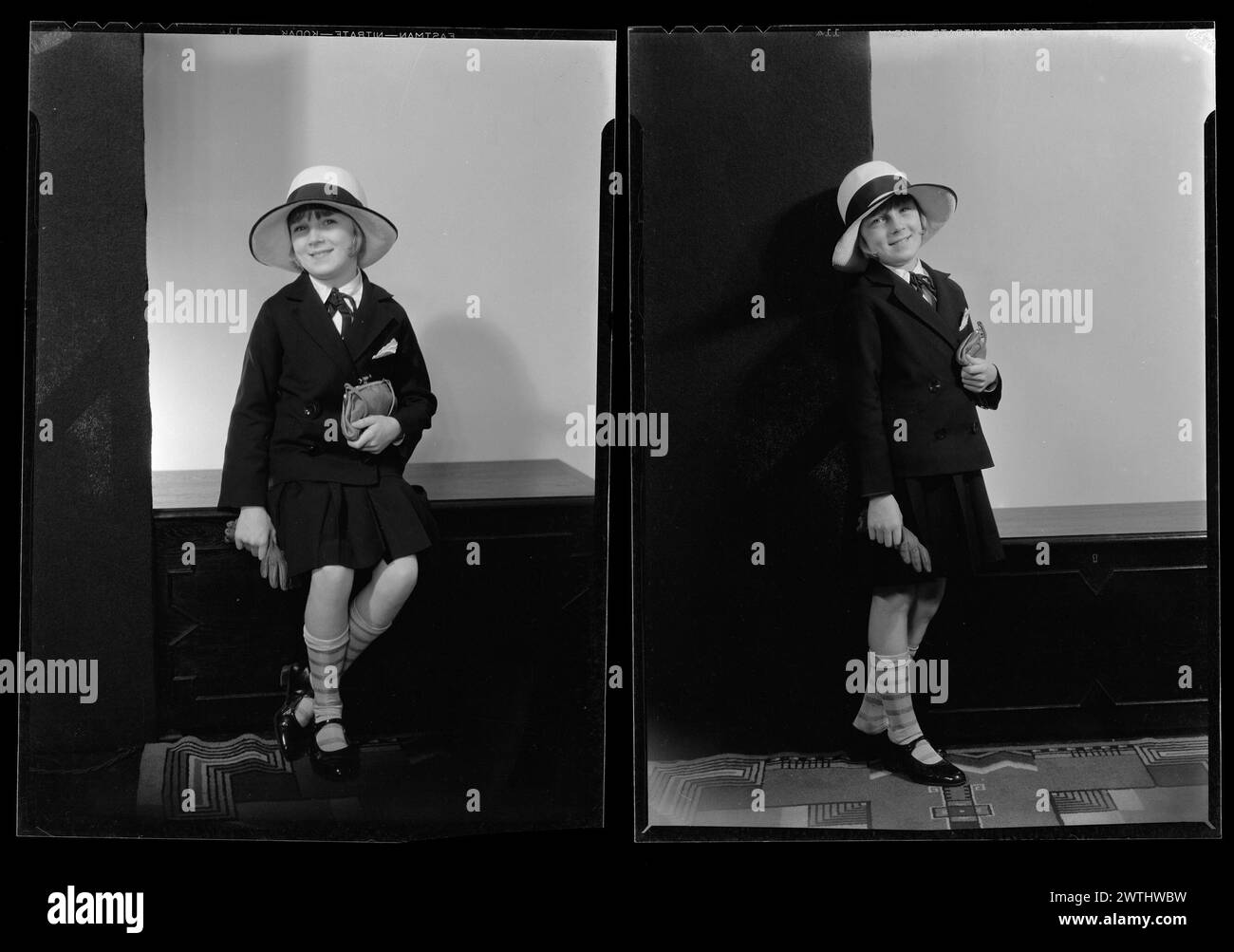 Ragazza; iscrizione "Mrs Grey, Dorothy May" nitrati negativi, gelatina argento negativi, negativi in bianco e nero, ritratti in studio Foto Stock