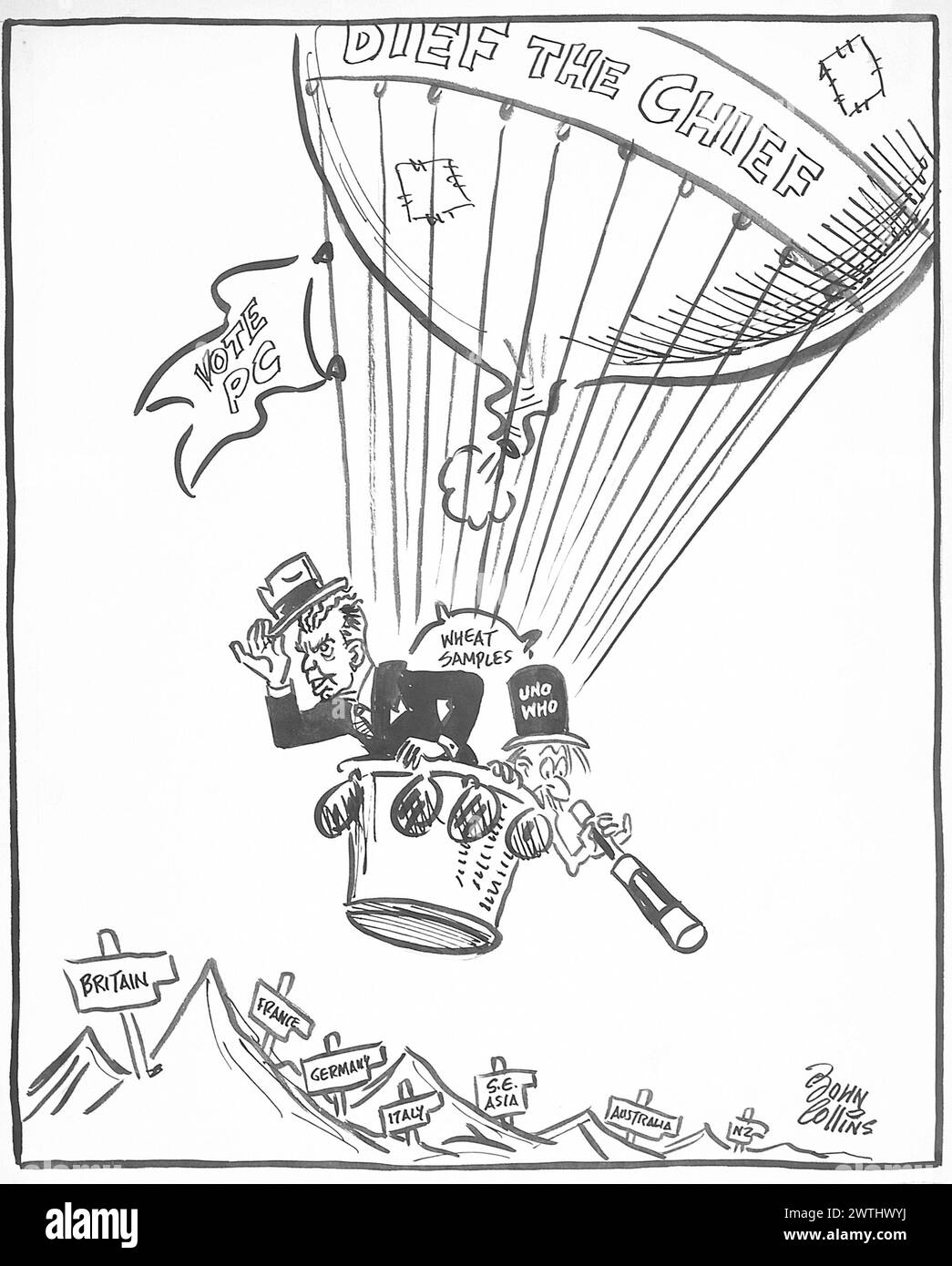 Cartoon - il giro del mondo in 52 giorni John Collins (1917-2007) Foto Stock