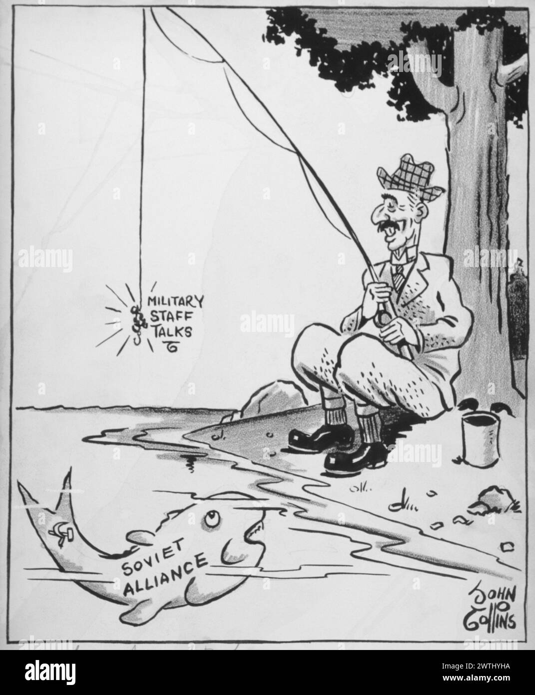 Cartoon - Una nuova esca. John Collins (1917-2007) Foto Stock