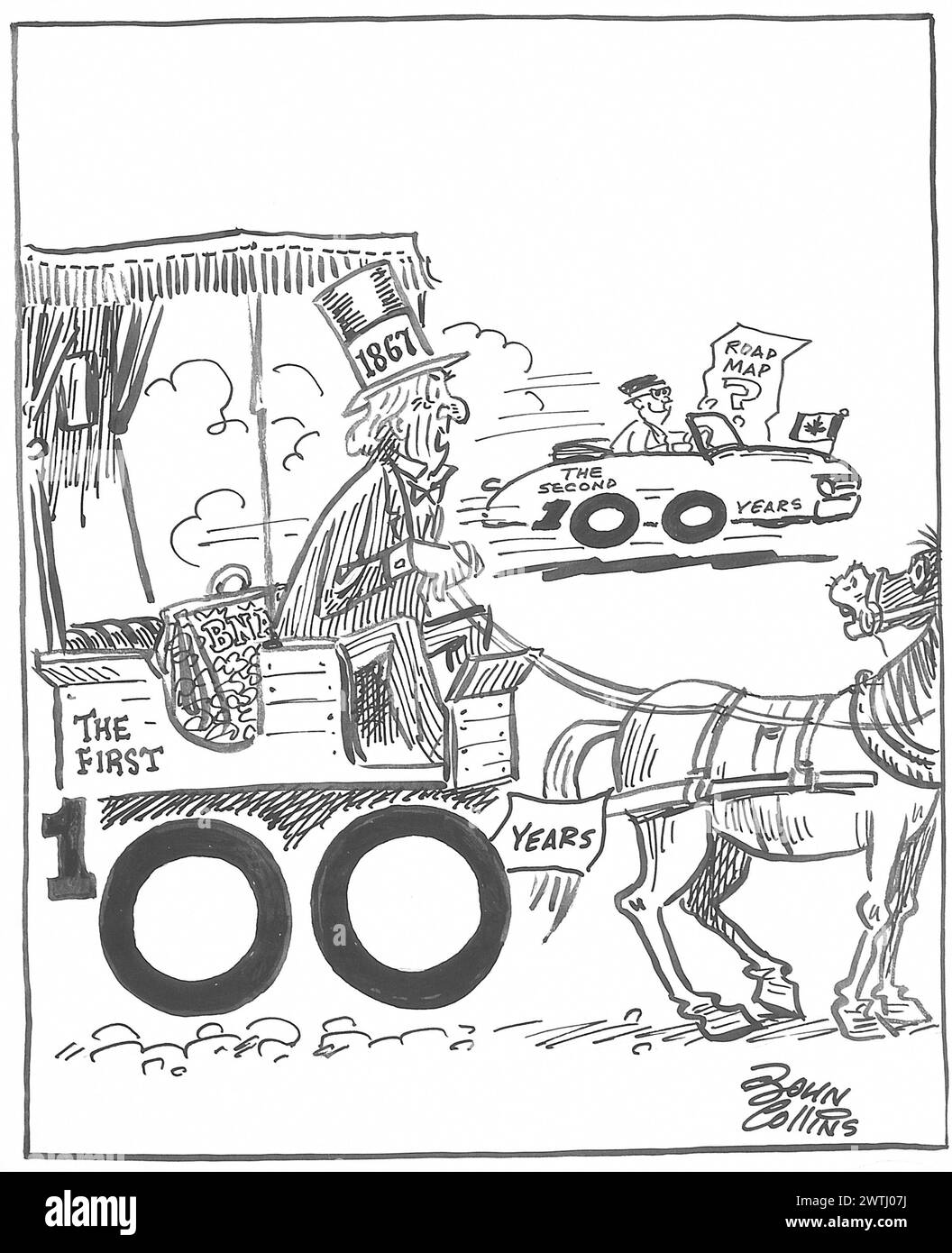 Cartoon - Trans Canada Highway-Second Lap. John Collins (1917-2007) Foto Stock