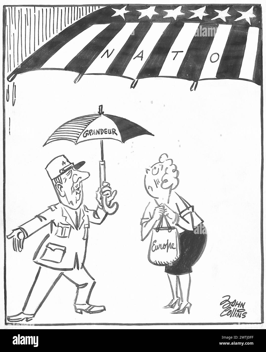 Cartone animato - "lascia che ti protegga". John Collins (1917-2007) Foto Stock