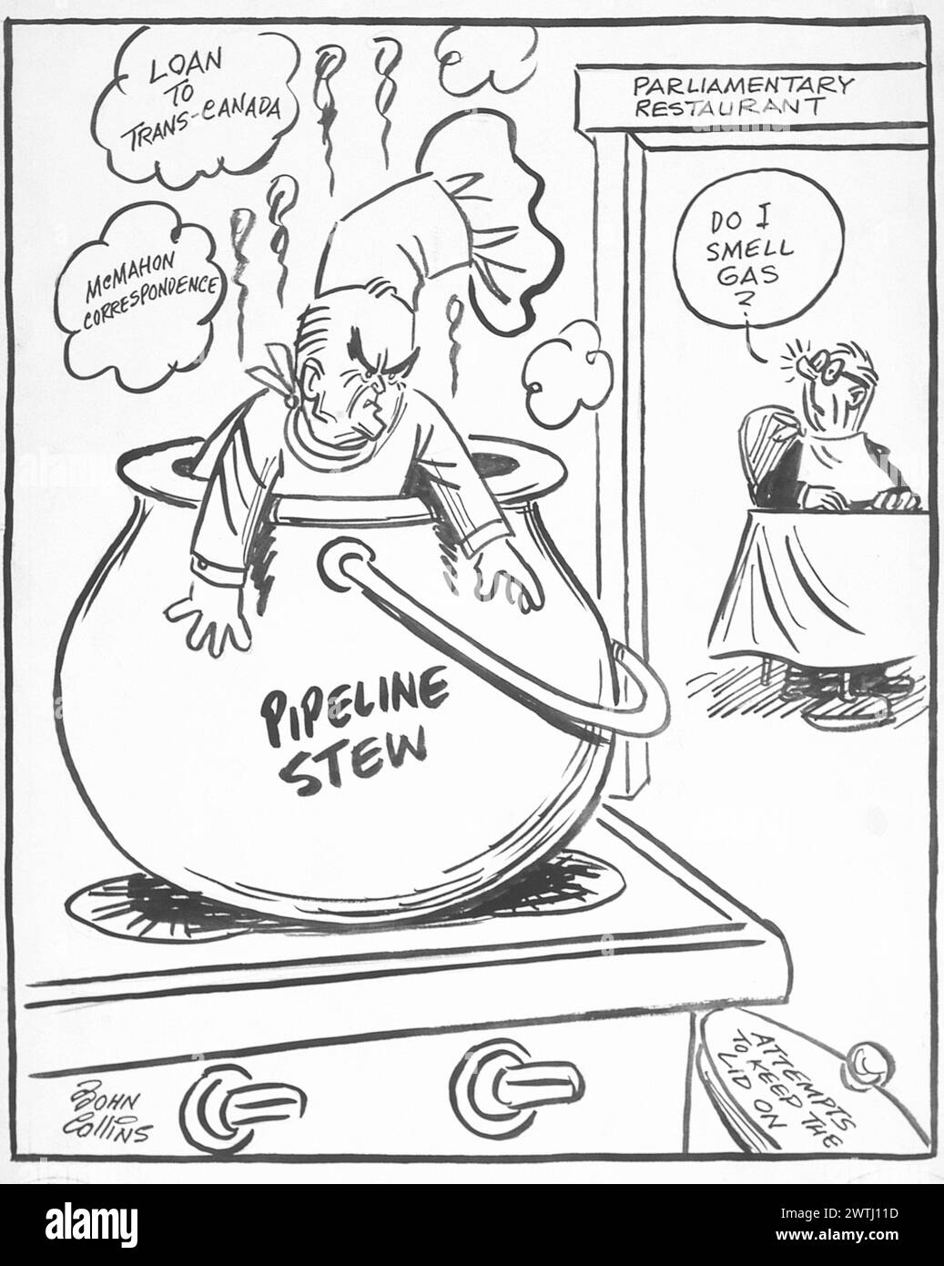 Cartoon - cucinare con il gas. John Collins (1917-2007) Foto Stock