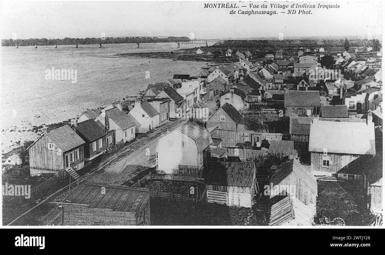 Collotipo - Vista di Kahnawà:ke, QC, circa 1907 Neurdein Frères Foto Stock
