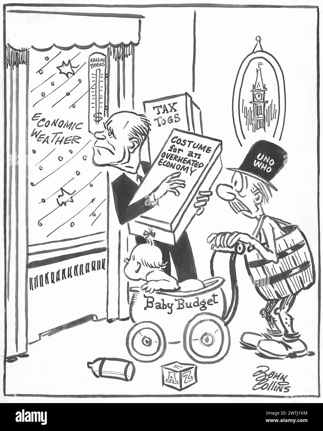 Cartone animato - c'è stato un cambiamento nel tempo. John Collins (1917-2007) Foto Stock