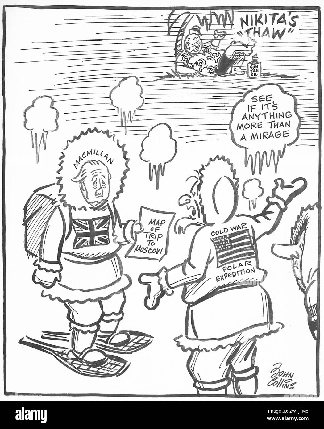 Cartoon - verifica della temperatura. John Collins (1917-2007) Foto Stock