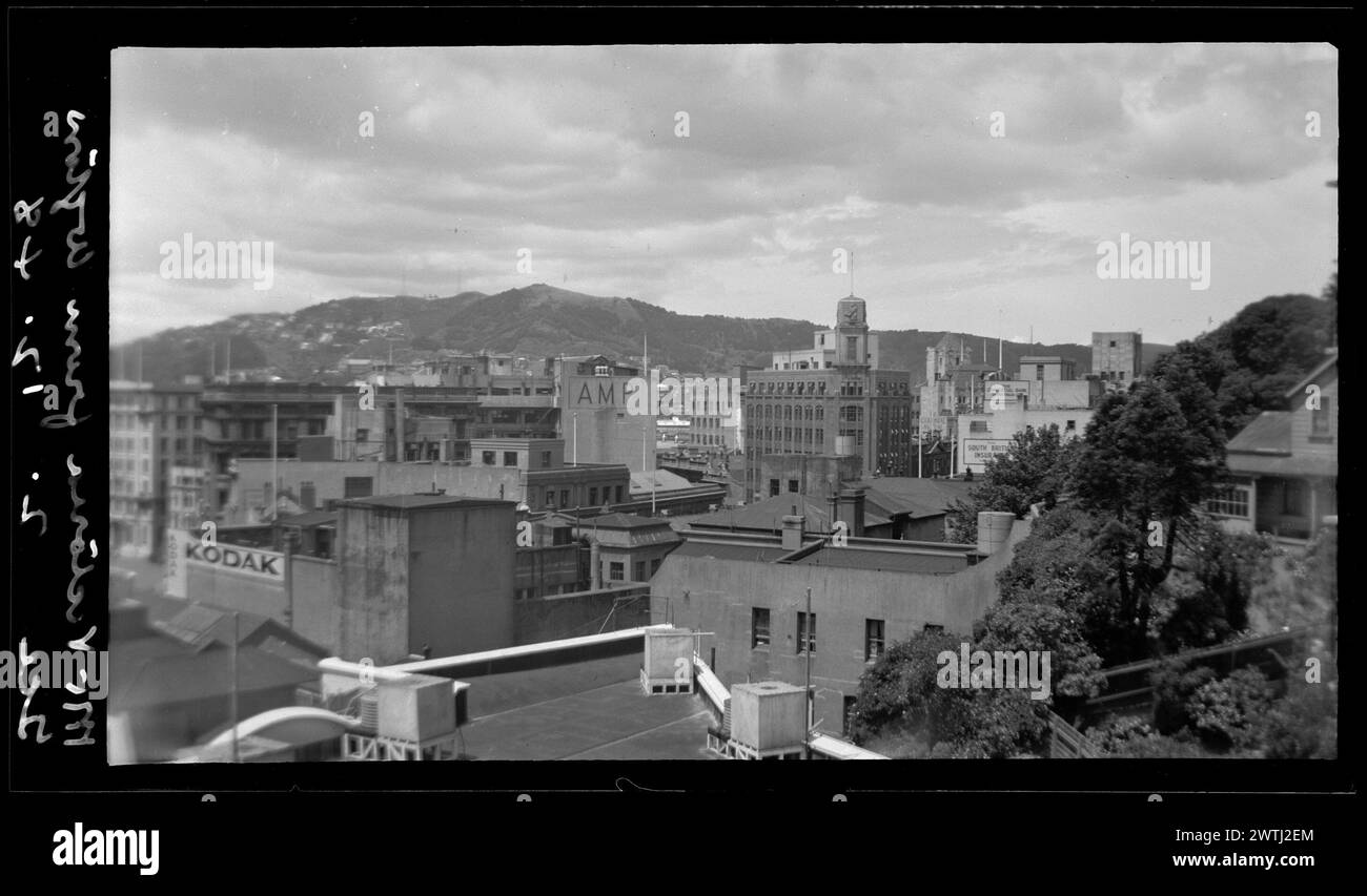 Mt Victoria da Wellington Terrace gelatina argento negativi, bianco e nero negativi Foto Stock