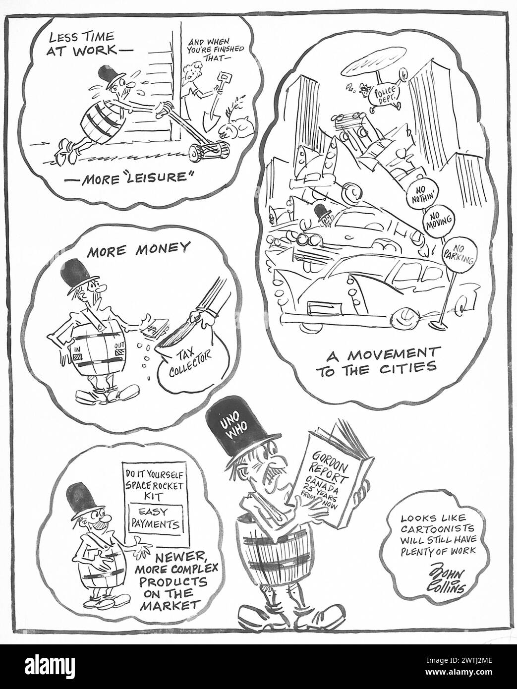 Cartoon - illustrazioni per il Gordon Report. John Collins (1917-2007) Foto Stock