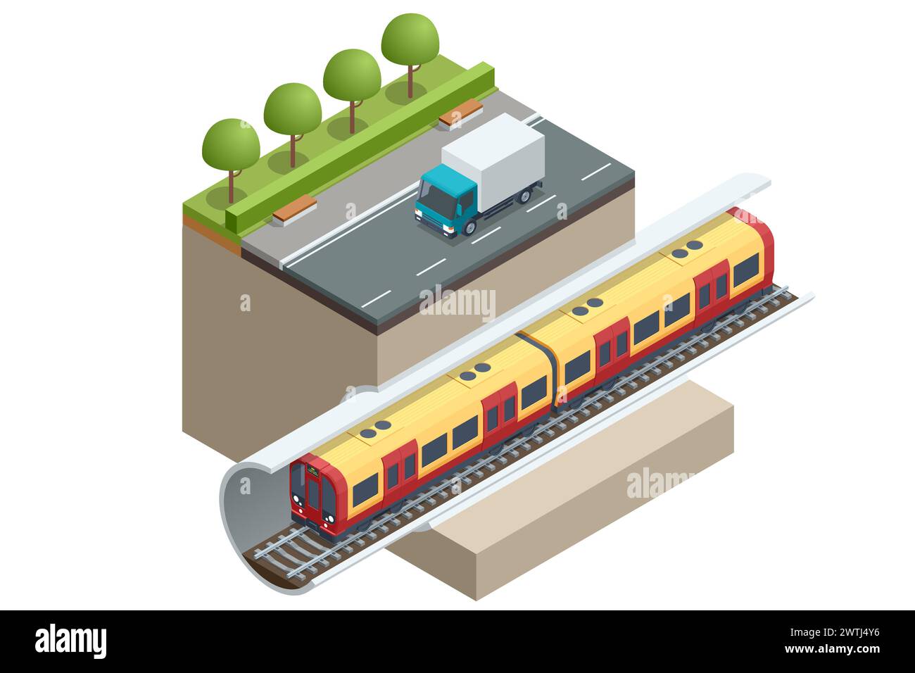 Passeggeri a Subway. Passeggeri in trasferta. Stazione della metropolitana. Veicoli progettati per trasportare un gran numero di passeggeri. Illustrazione Vettoriale