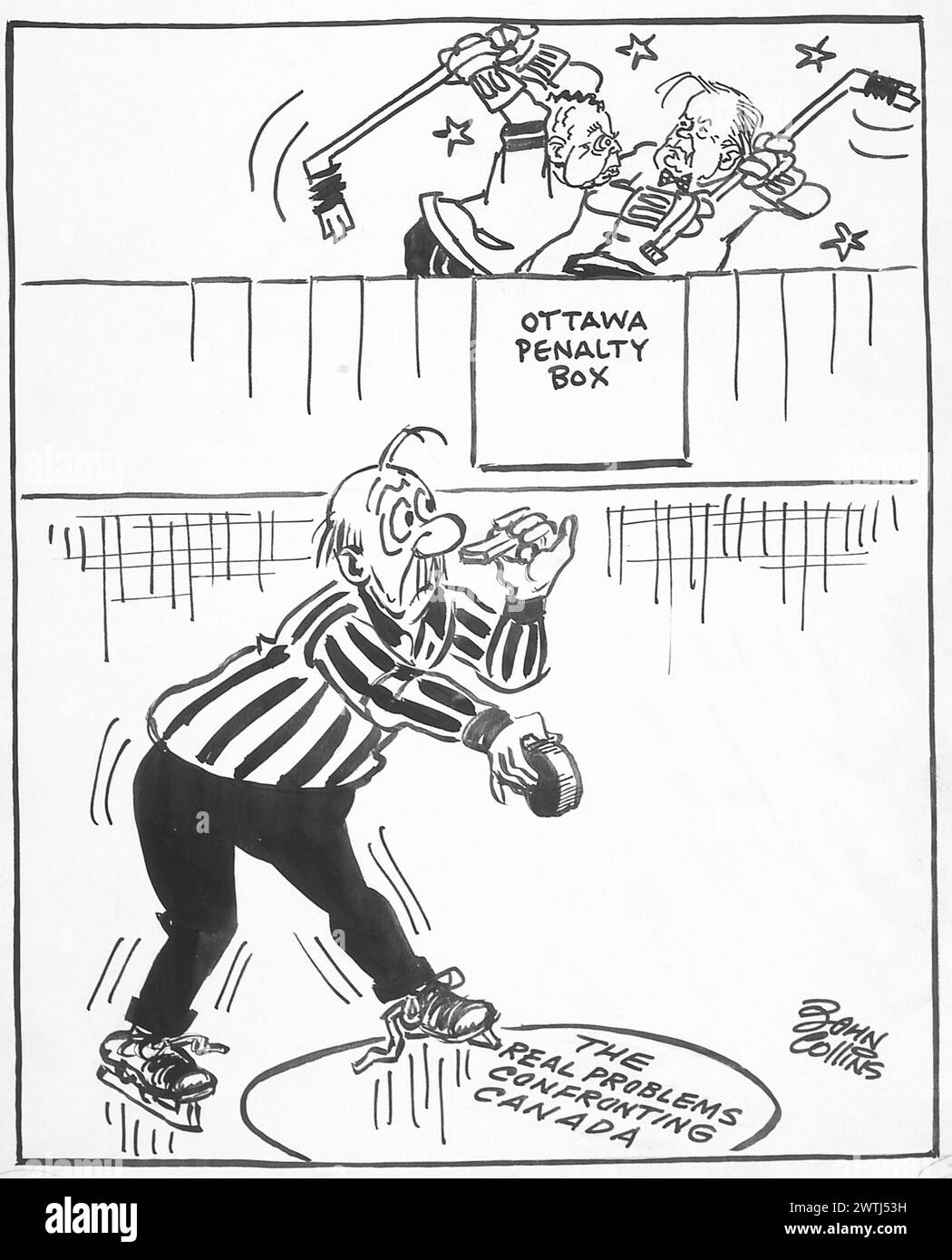 Cartoon - Hockey Night in Canada. John Collins (1917-2007) Foto Stock