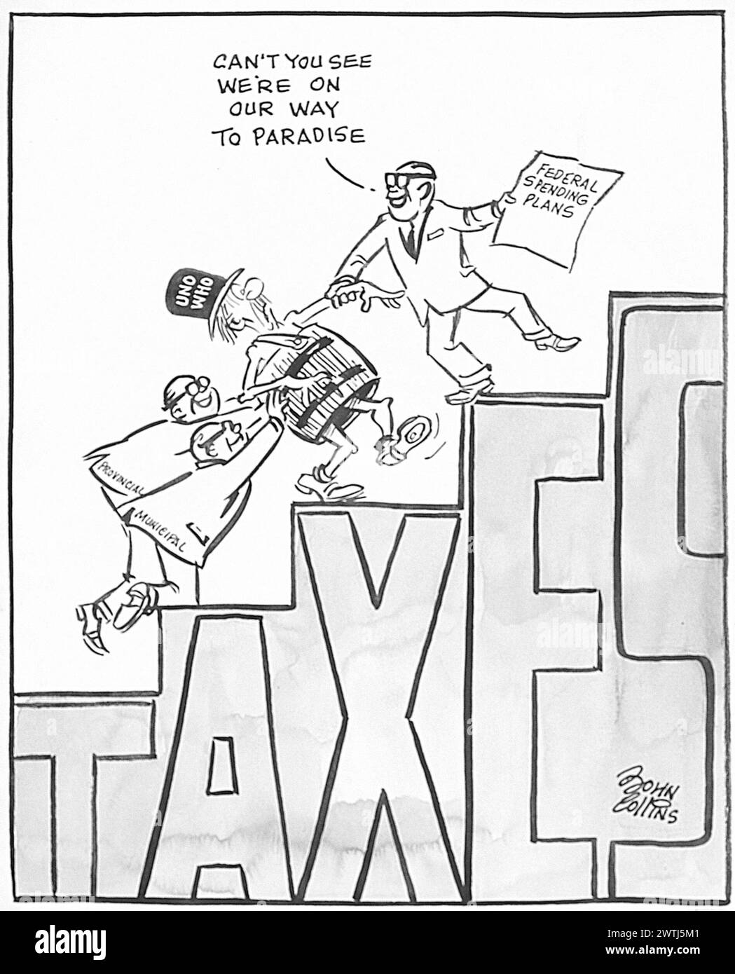 Cartoon - salire le scale dorate. John Collins (1917-2007) Foto Stock