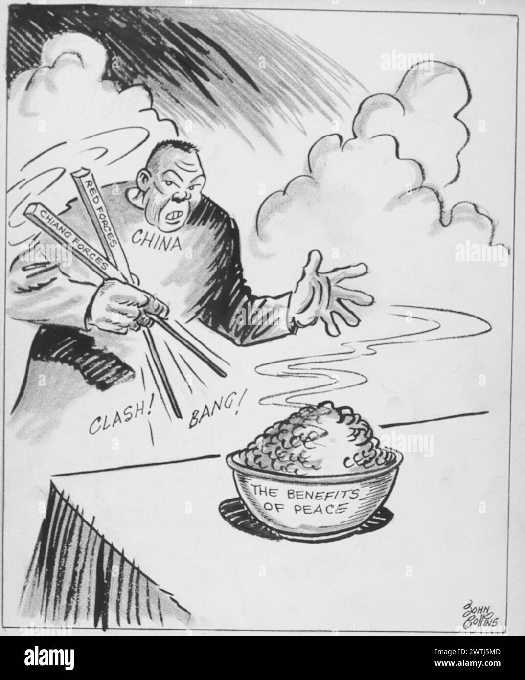 Cartoni animati - problemi con la bacchetta. John Collins (1917-2007) Foto Stock