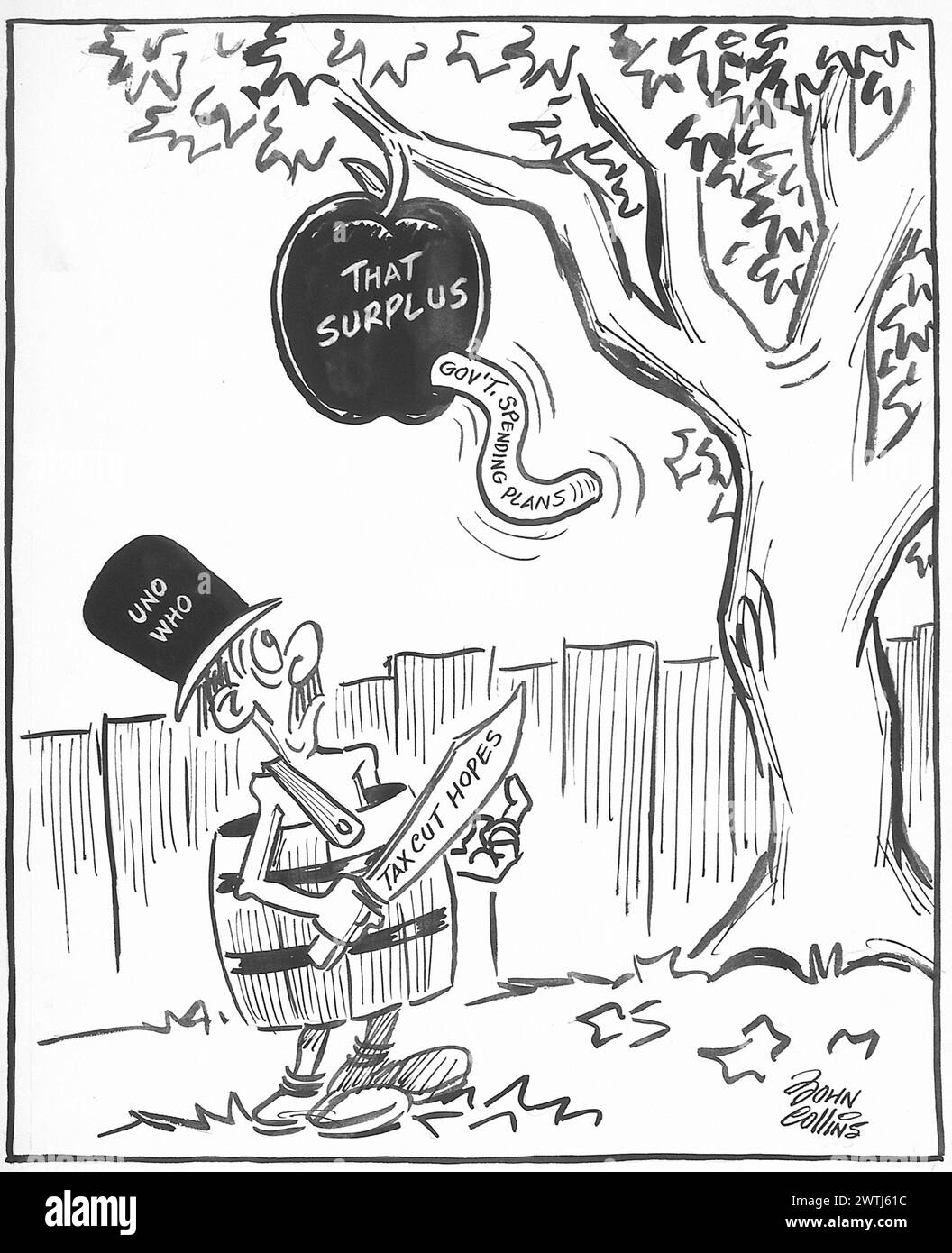 Cartone animato - verme nella mela. John Collins (1917-2007) Foto Stock