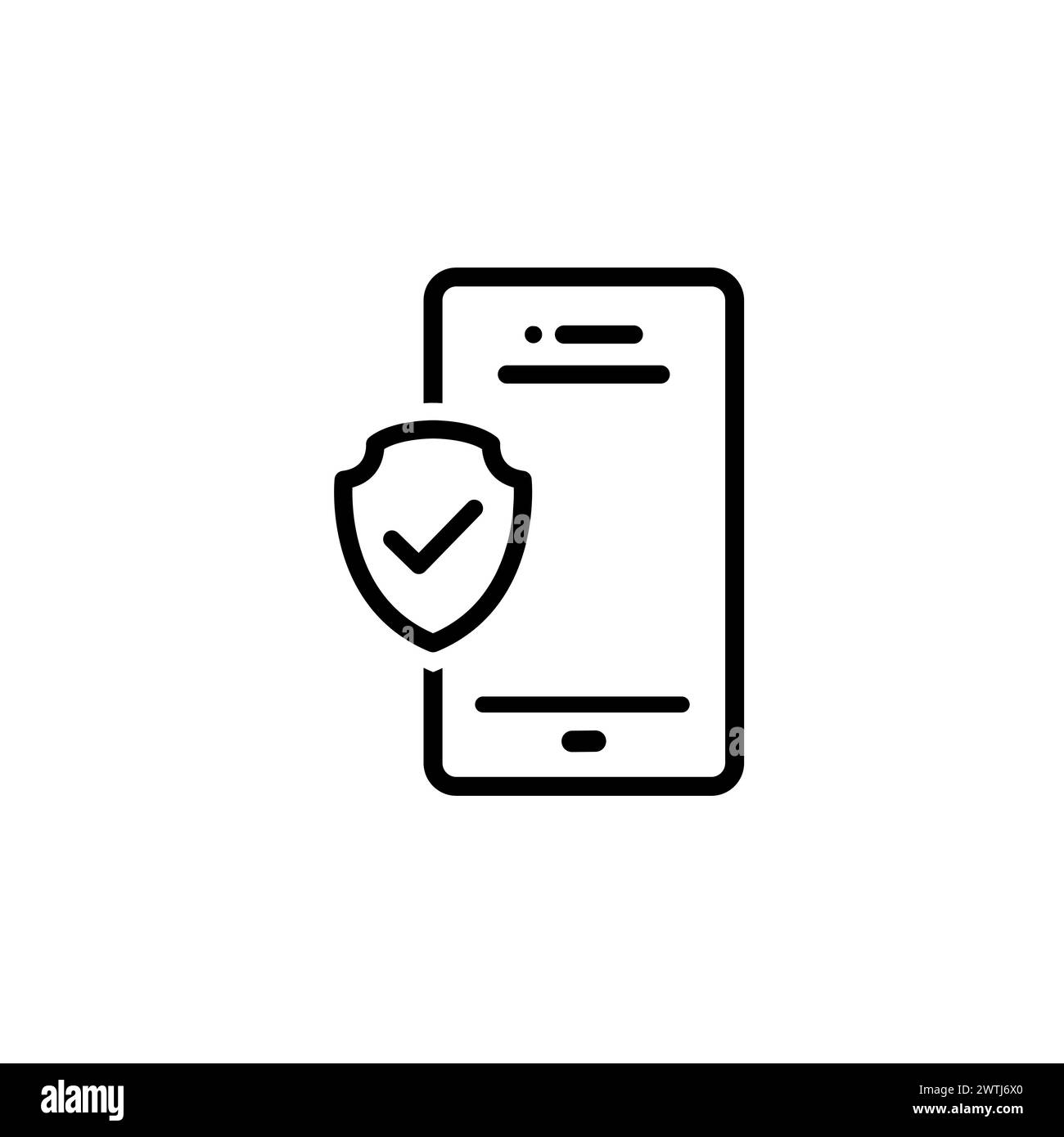 Icona dell'assicurazione telefonica isolata su sfondo bianco Illustrazione Vettoriale