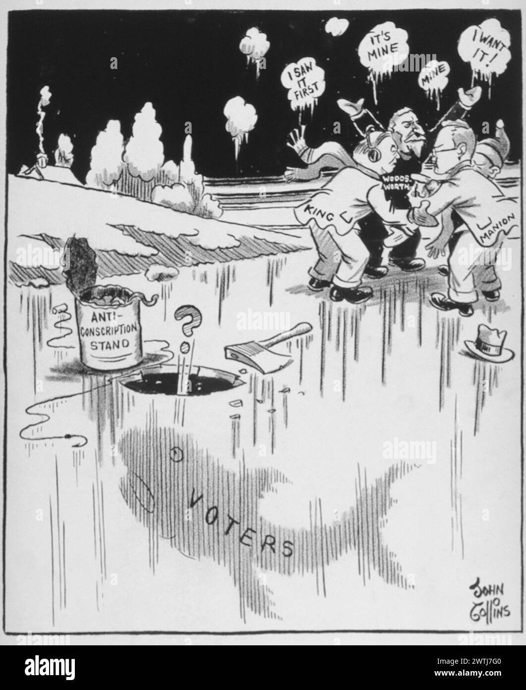 Cartone animato - usare la stessa esca. John Collins (1917-2007) Foto Stock