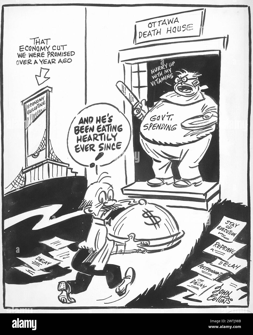 Cartoon - The Codemned Man ha mangiato un'abbondante colazione. John Collins (1917-2007) Foto Stock