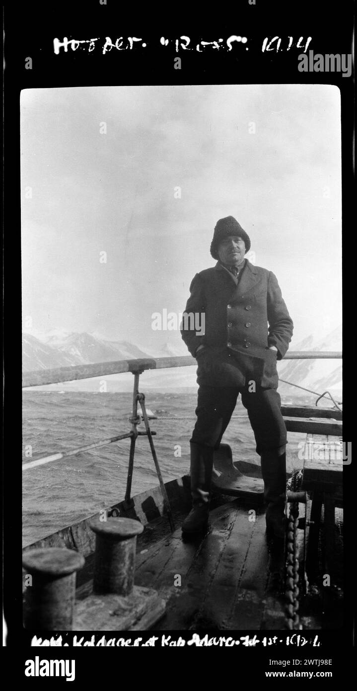 Capitano Kaldager a Cape Adare nitrati negativi, negativi in bianco e nero, ritratti Foto Stock