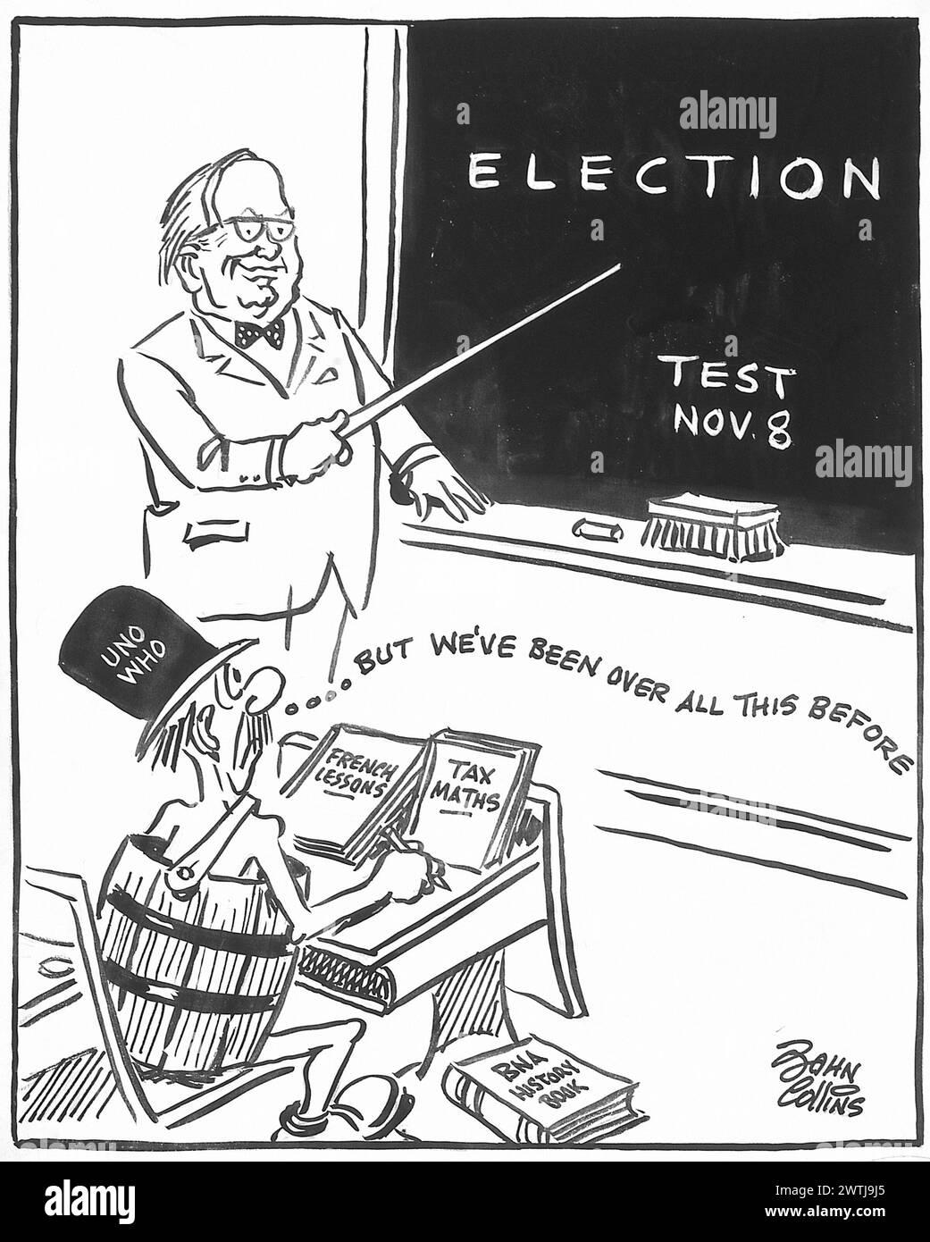 Cartone animato - ritorno a scuola. John Collins (1917-2007) Foto Stock