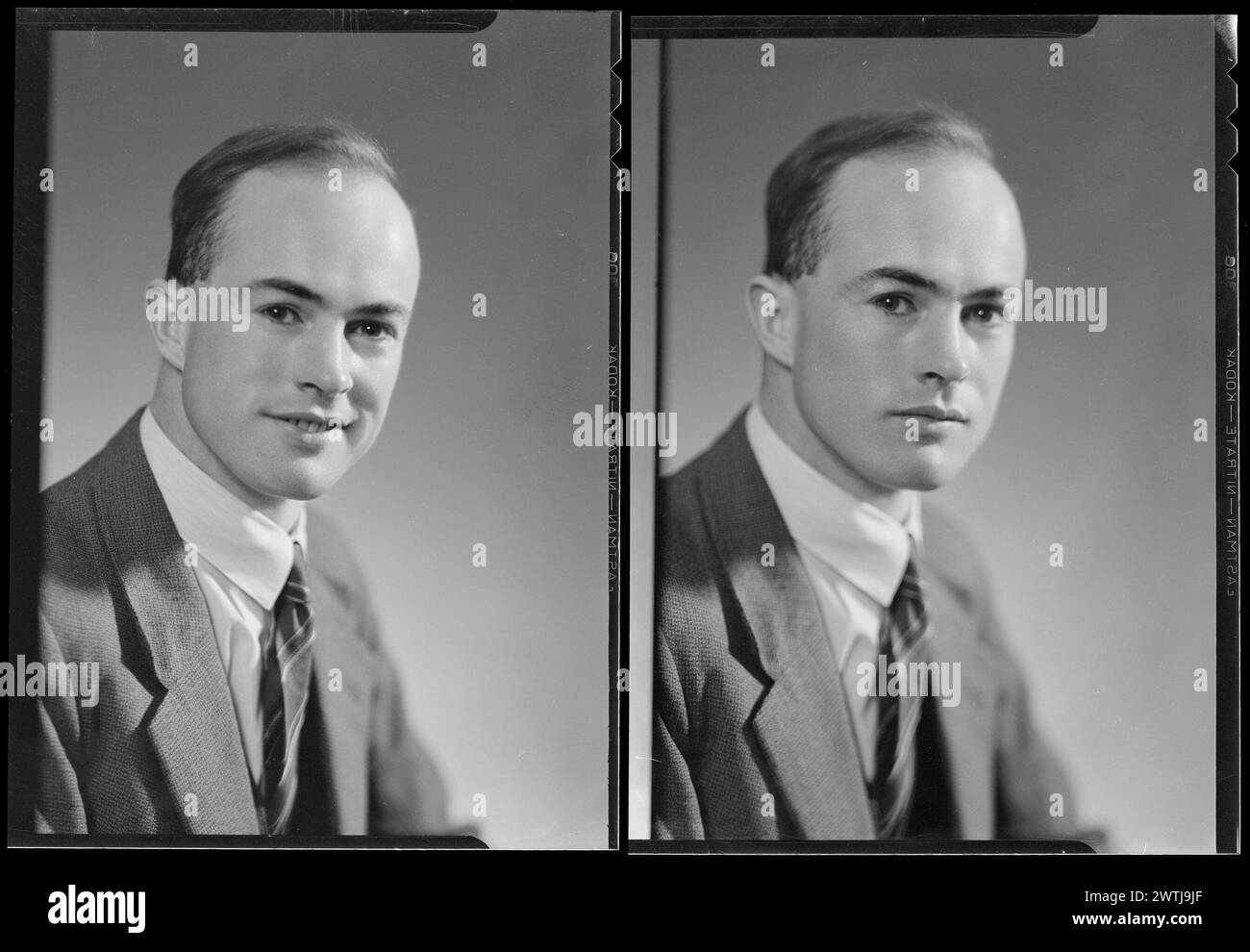 Uomo; iscrizione 'F. K. Roberts, Scudiero' Negativi nitrati, negativi argento gelatina, negativi in bianco e nero, ritratti in studio Foto Stock