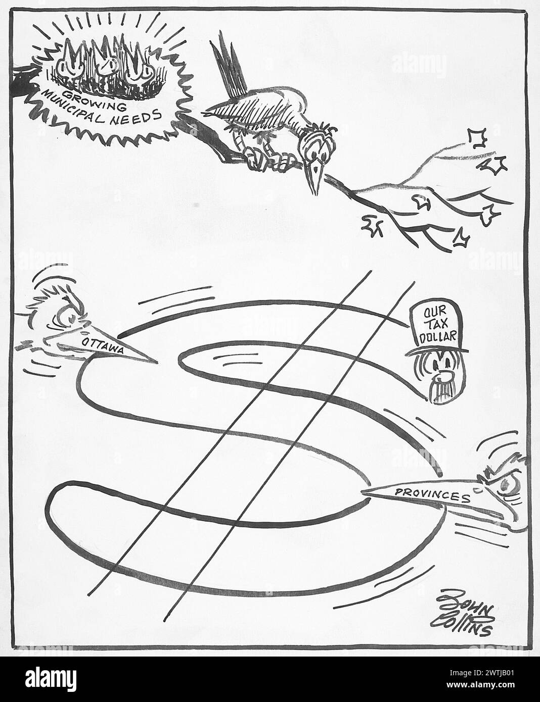 Cartoon - i primi uccelli e il verme. John Collins (1917-2007) Foto Stock