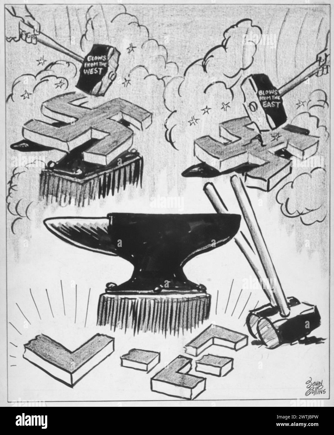 Cartone animato - la fine della Swastika. John Collins (1917-2007) Foto Stock