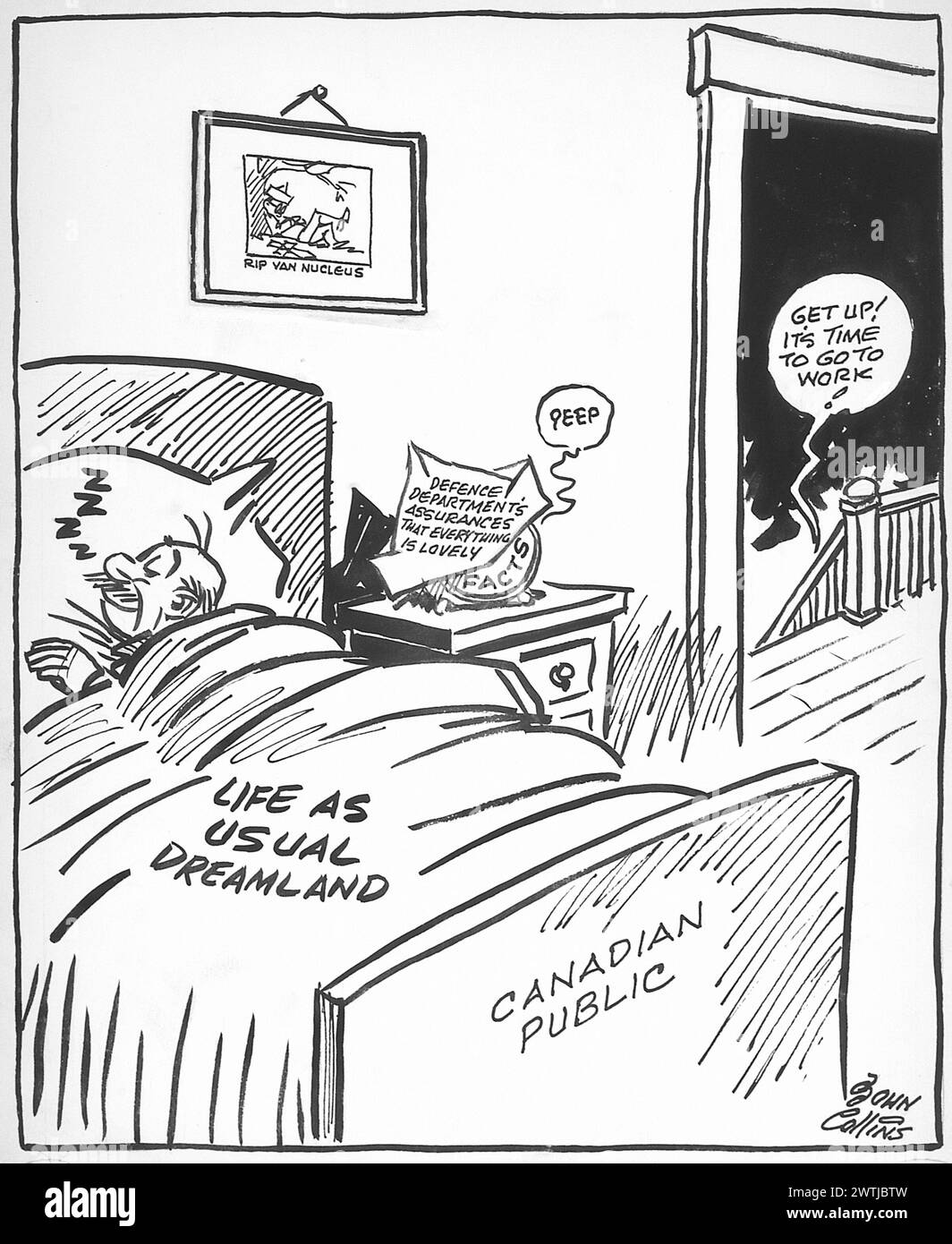 Cartoon - la sveglia silenziata. John Collins (1917-2007) Foto Stock