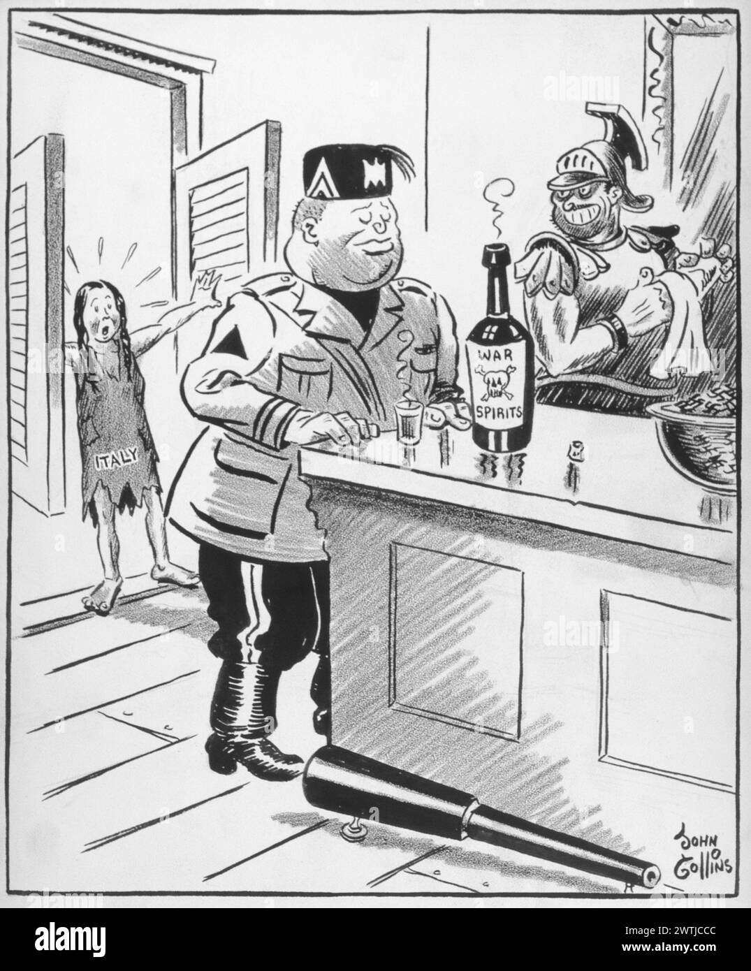 Cartoon - 'padre, caro padre, vieni a casa con me ora'. John Collins (1917-2007) Foto Stock