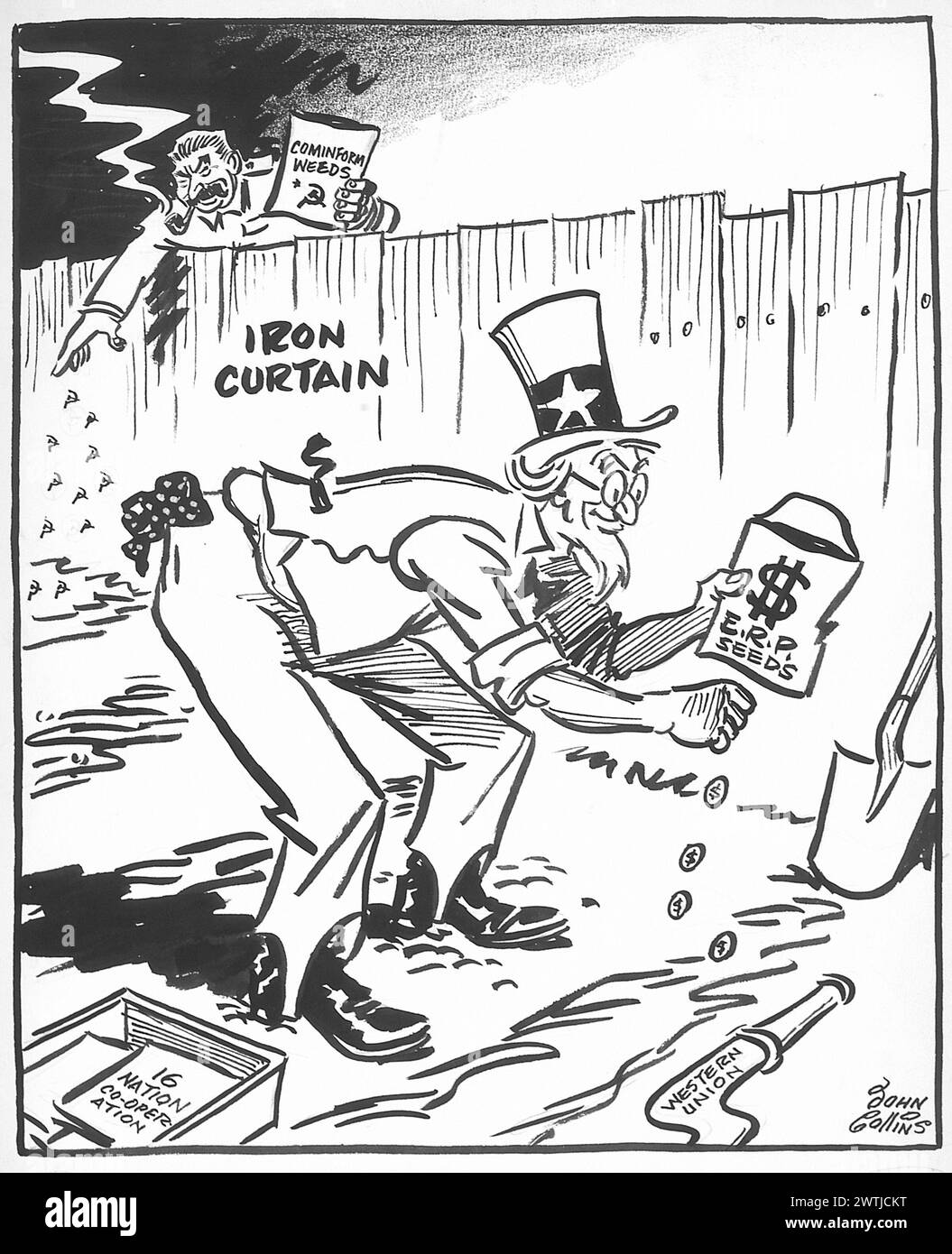 Cartoon - piantagione primaverile. John Collins (1917-2007) Foto Stock