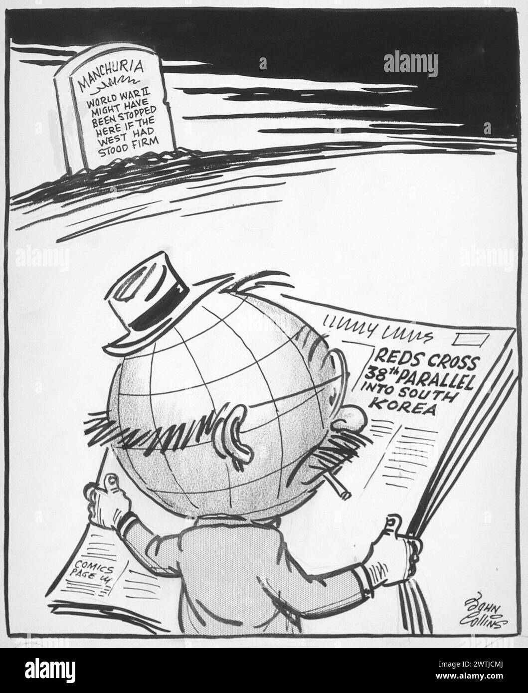 Cartone animato - un altro parallelo. John Collins (1917-2007) Foto Stock