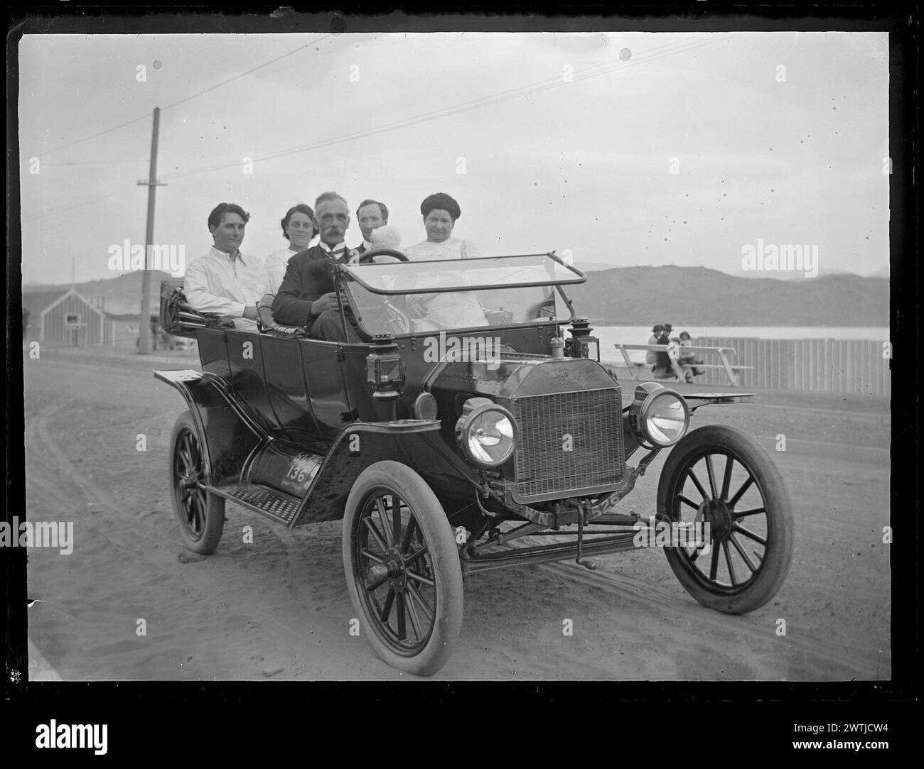 Petone Foreshore negativi in bianco e nero Foto Stock