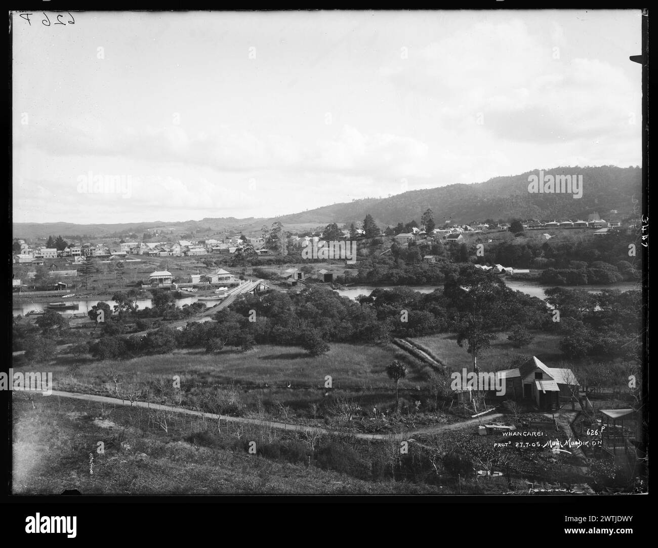 Whangarei gelatina secco piatti negativi, negativi in bianco e nero, paesaggi urbani Foto Stock